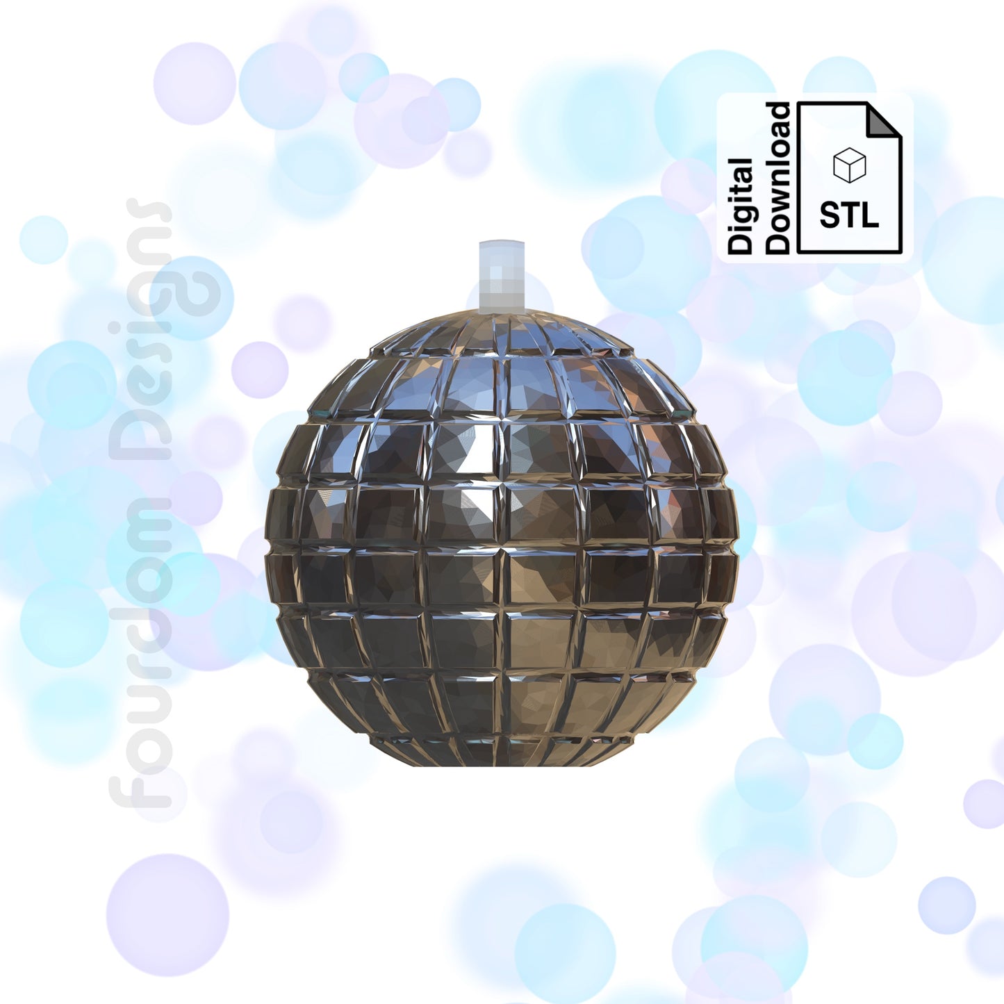 Disco Ball Keychain with Removable Screw Top Pill Box Hex STL File for 3D Printing - Digital Download