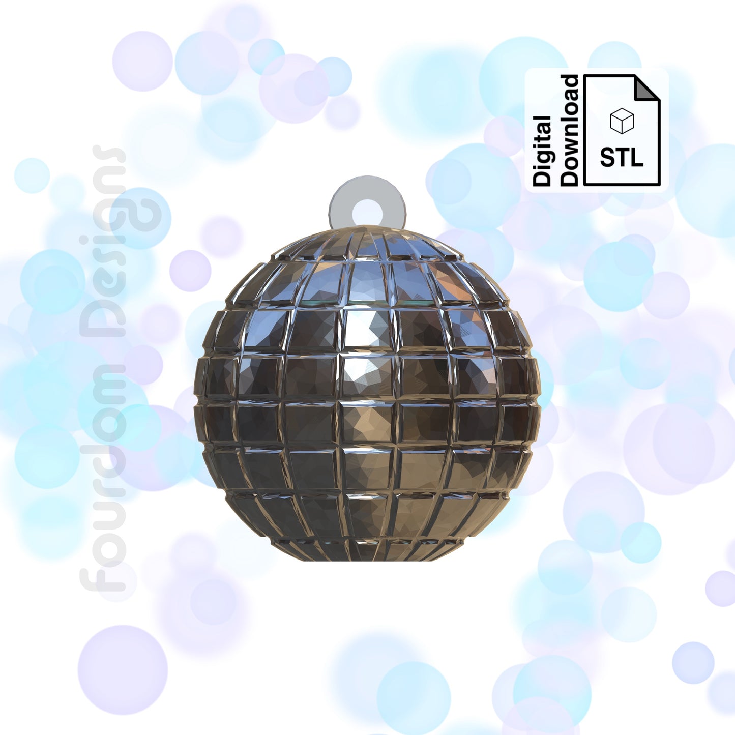 Disco Ball Keychain with Removable Screw Top Pill Box Hex STL File for 3D Printing - Digital Download
