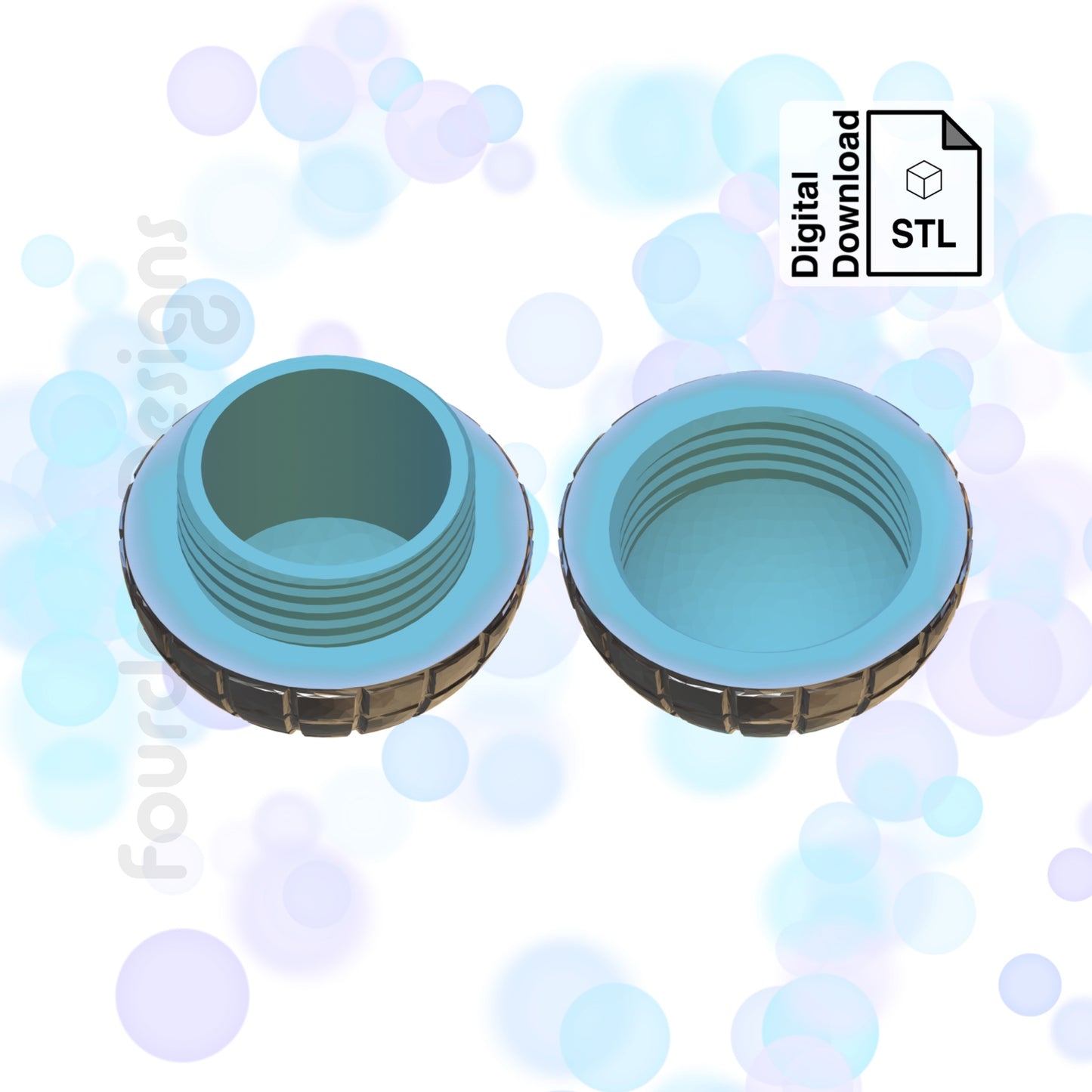 Disco Ball Keychain with Removable Screw Top Pill Box Hex STL File for 3D Printing - Digital Download