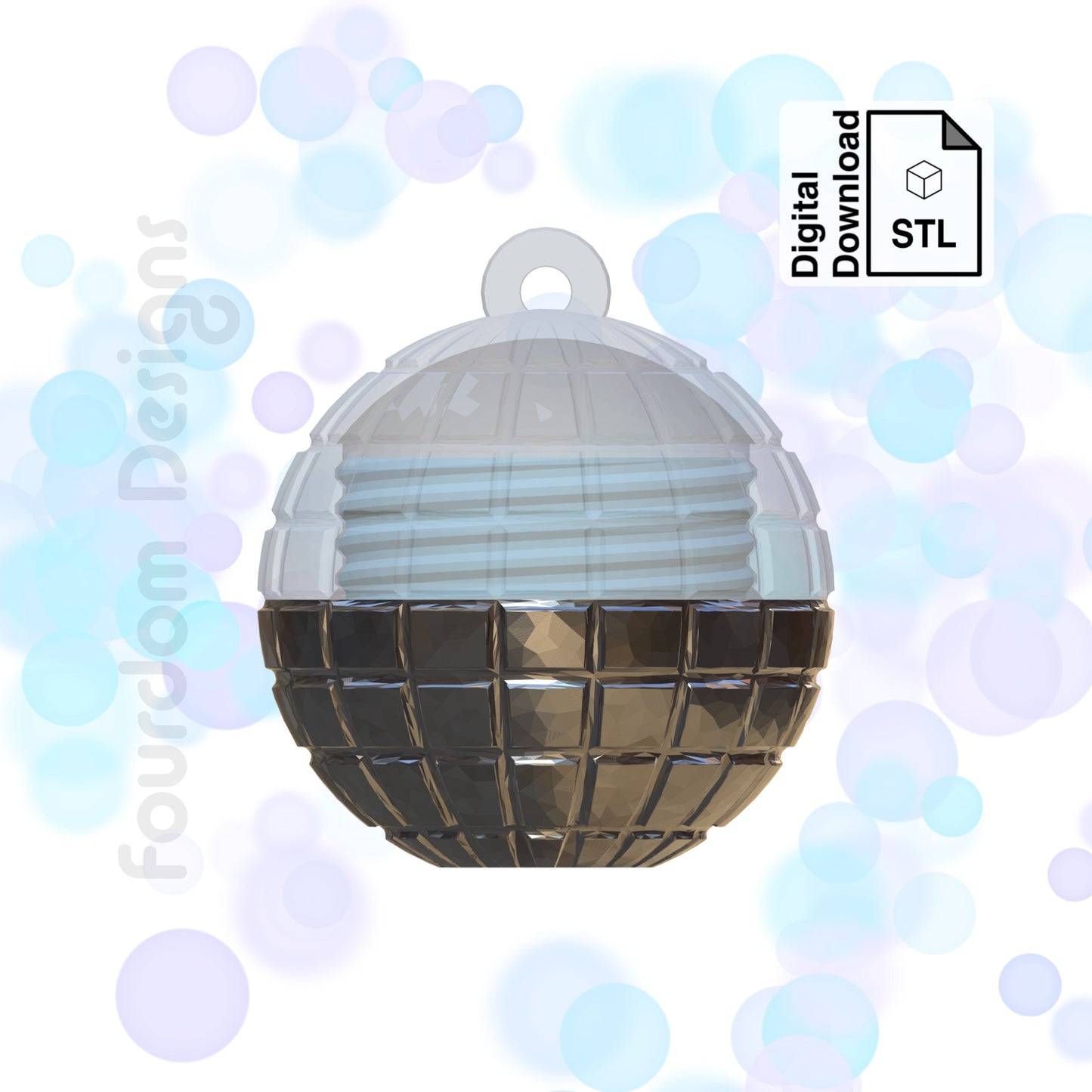 Disco Ball Keychain with Removable Screw Top Pill Box Hex STL File for 3D Printing - Digital Download
