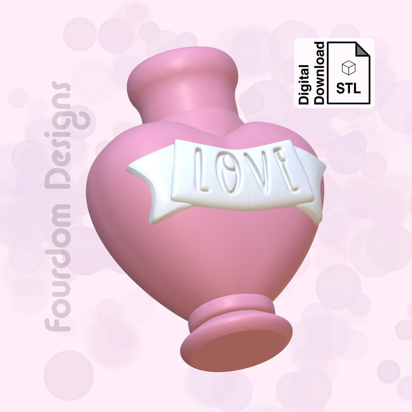 Love Potion Keychain with Removable Screw Top Pill Box Hex STL File for 3D Printing - Digital Download