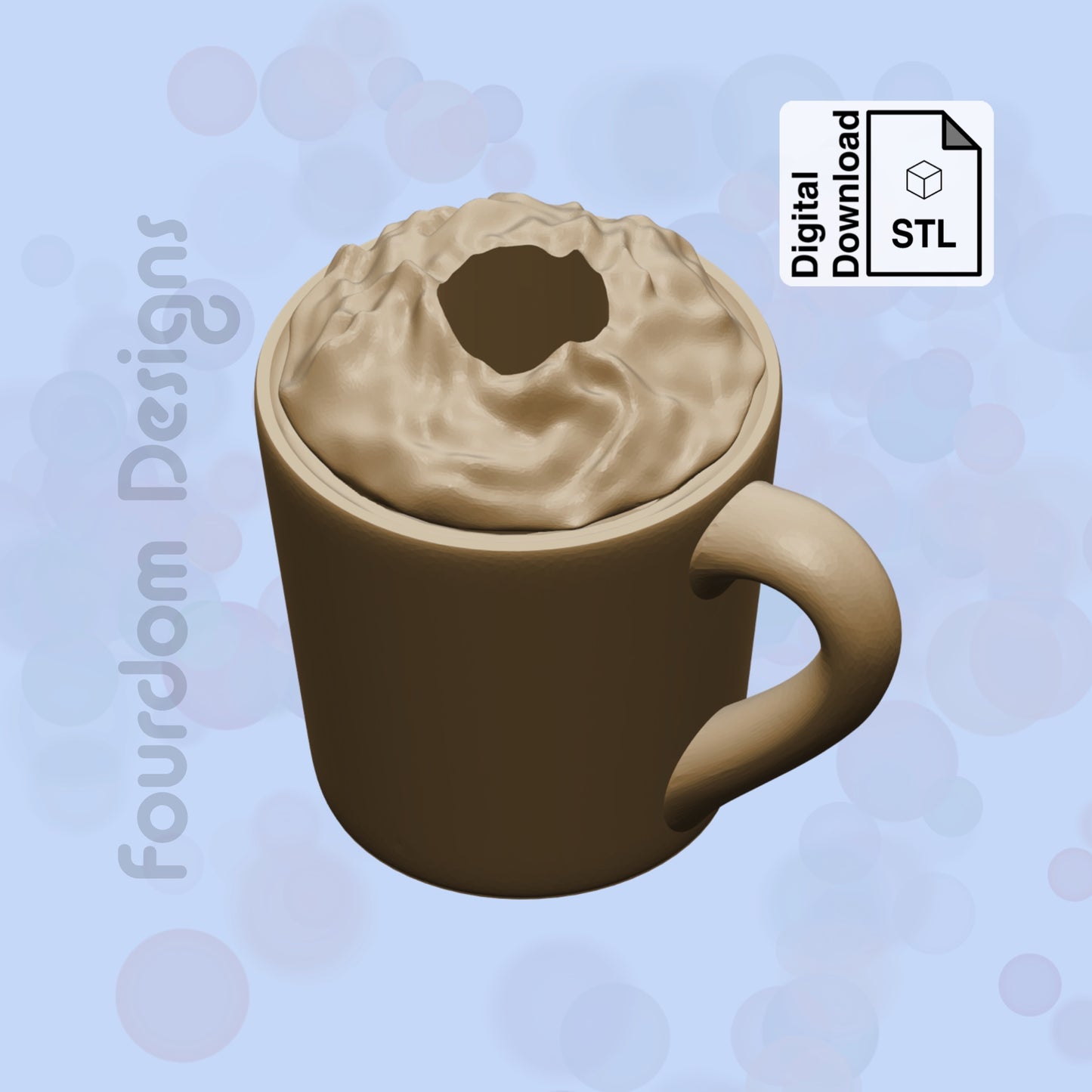 Hot Chocolate Straw Topper STL File for 3D Printing - Digital Download