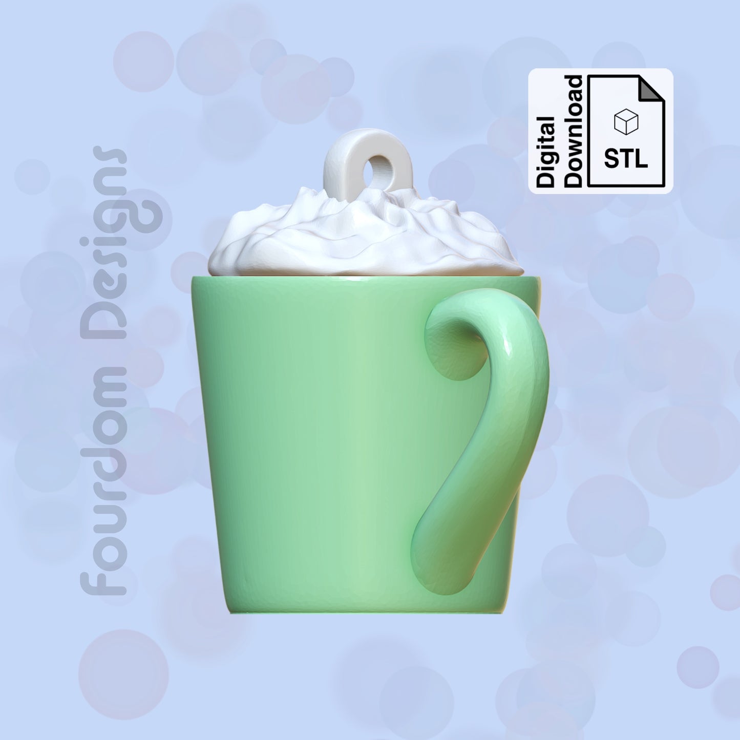 Hot Chocolate Keychain with Removable Screw Top Pill Box Hex STL File for 3D Printing - Digital Download