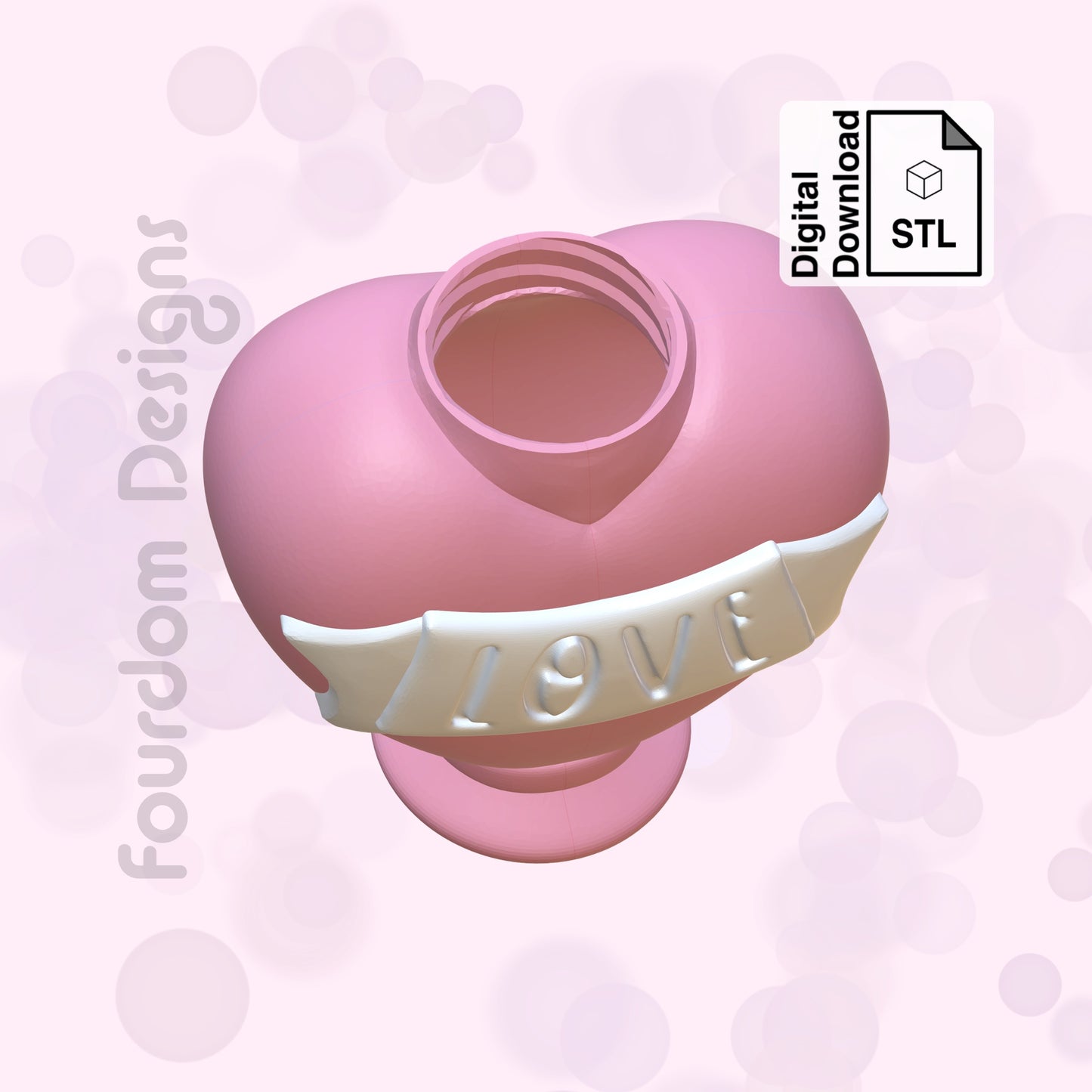 Love Potion Keychain with Removable Screw Top Pill Box Hex STL File for 3D Printing - Digital Download