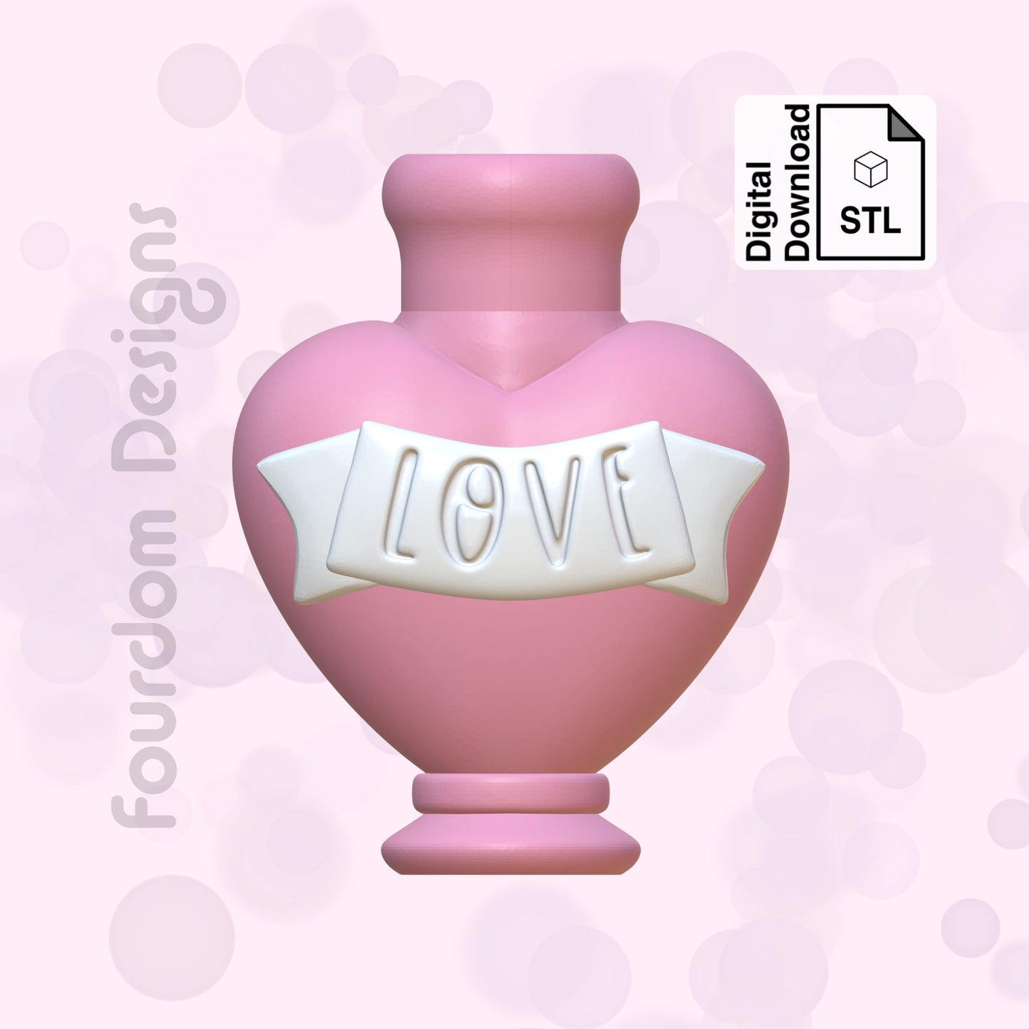 Love Potion Keychain with Removable Screw Top Pill Box Hex STL File for 3D Printing - Digital Download