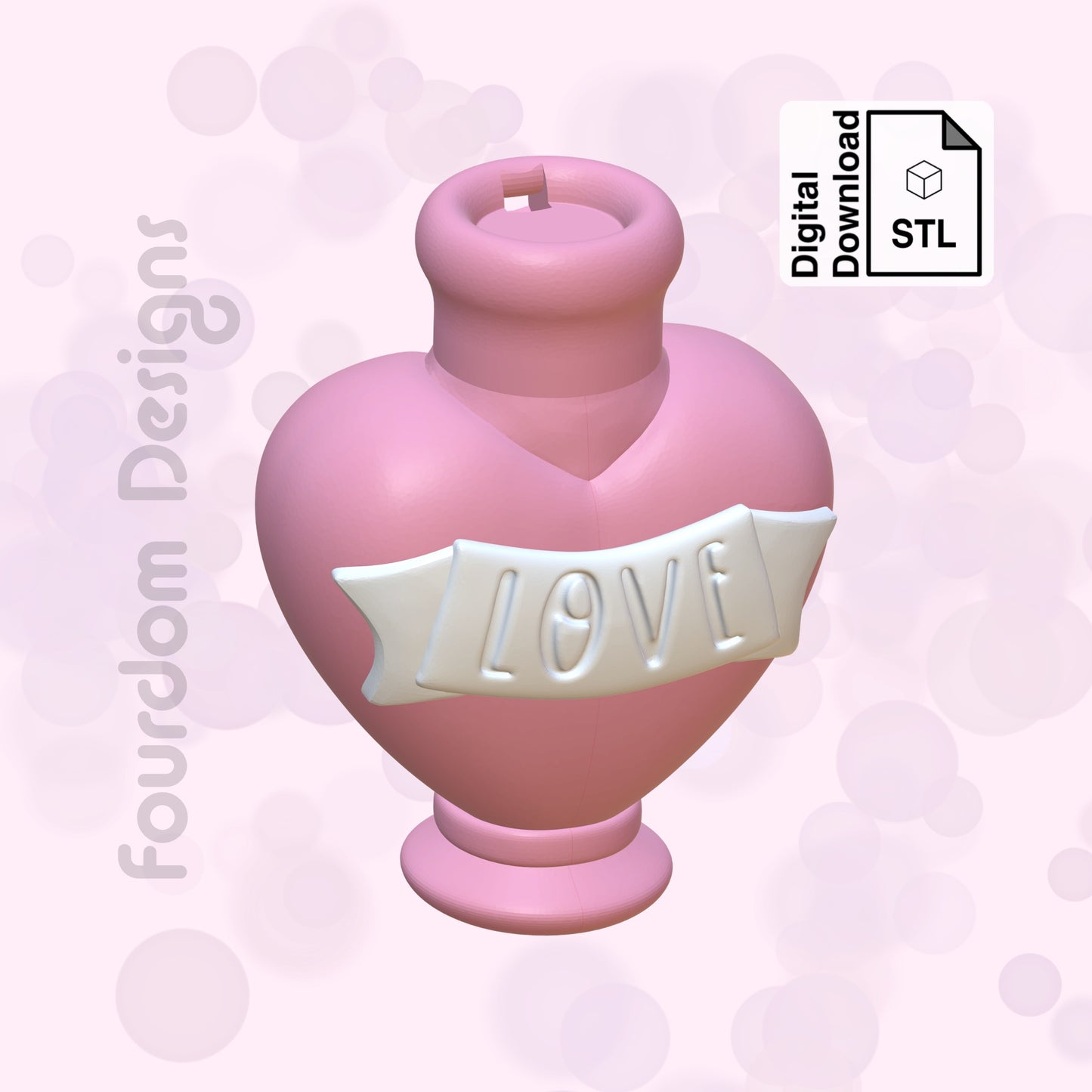 Love Potion Keychain with Removable Screw Top Pill Box Hex STL File for 3D Printing - Digital Download