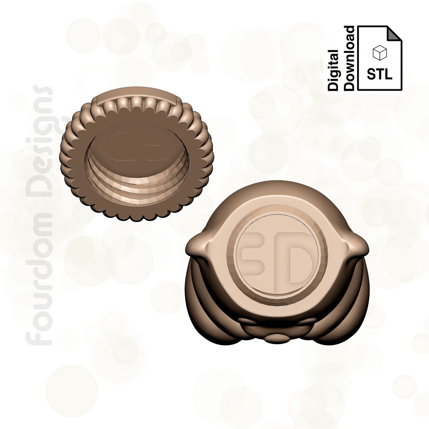 Coffee Bear with Removable Screw Top Pill Box STL File for 3D Printing - Digital Download