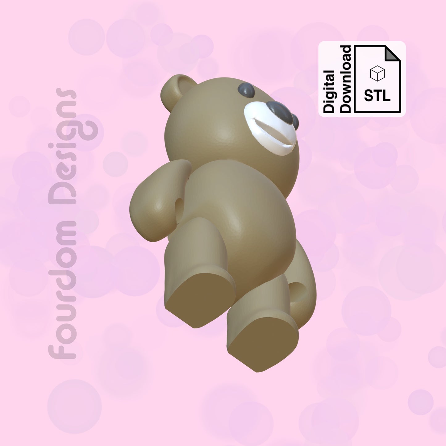 Love Bear Flexi STL File for 3D Printing Flexi Print In Place Articulating Wiggle Pet - Digital Download