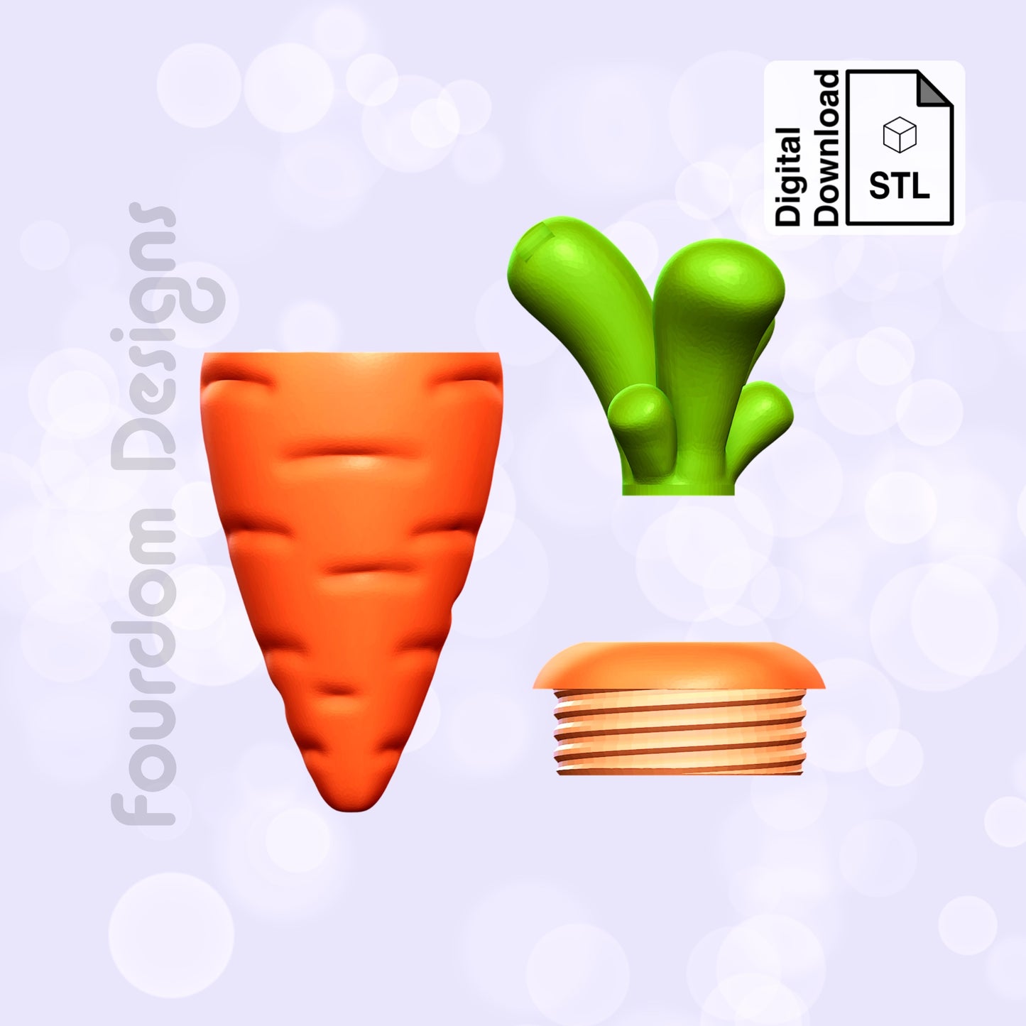 Carrot Keychain with Removable Screw Top Pill Box Hex STL File for 3D Printing - Digital Download