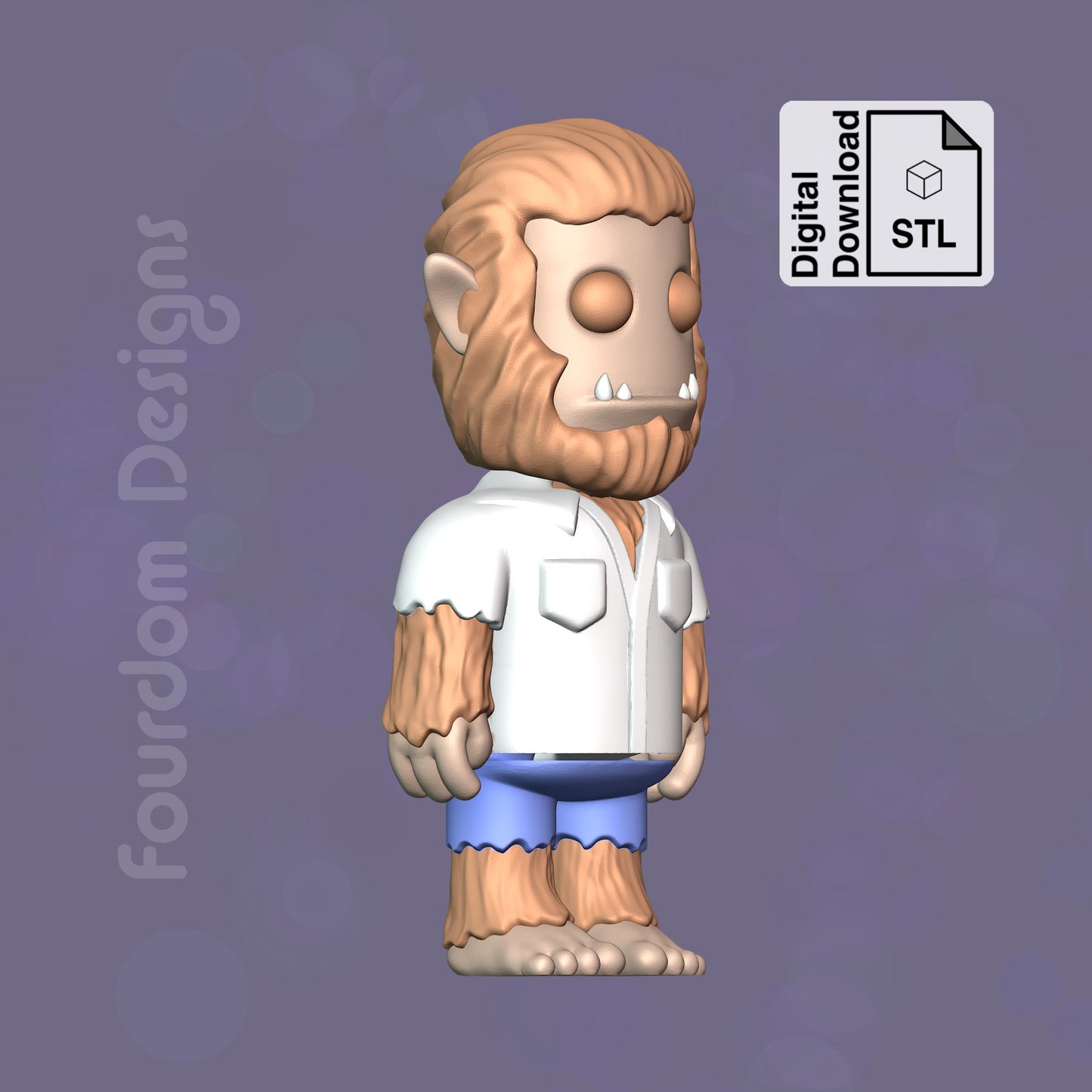 Werewolf Flexi STL File for 3D Printing Flexi Print In Place Articulating Wiggle Pet - Digital Download