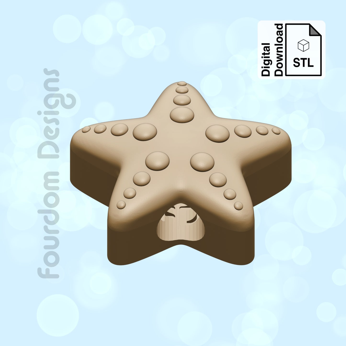 Starfish Straw Topper STL File for 3D Printing 3MF - Digital Download
