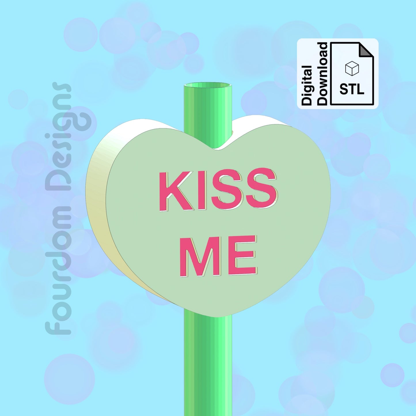 Conversation Hearts Straw Topper STL File for 3D Printing - Digital Download