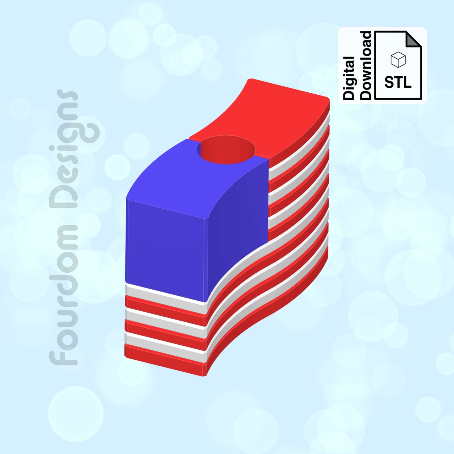 USA Flag Straw Topper STL File for 3D Printing 3MF - Digital Download