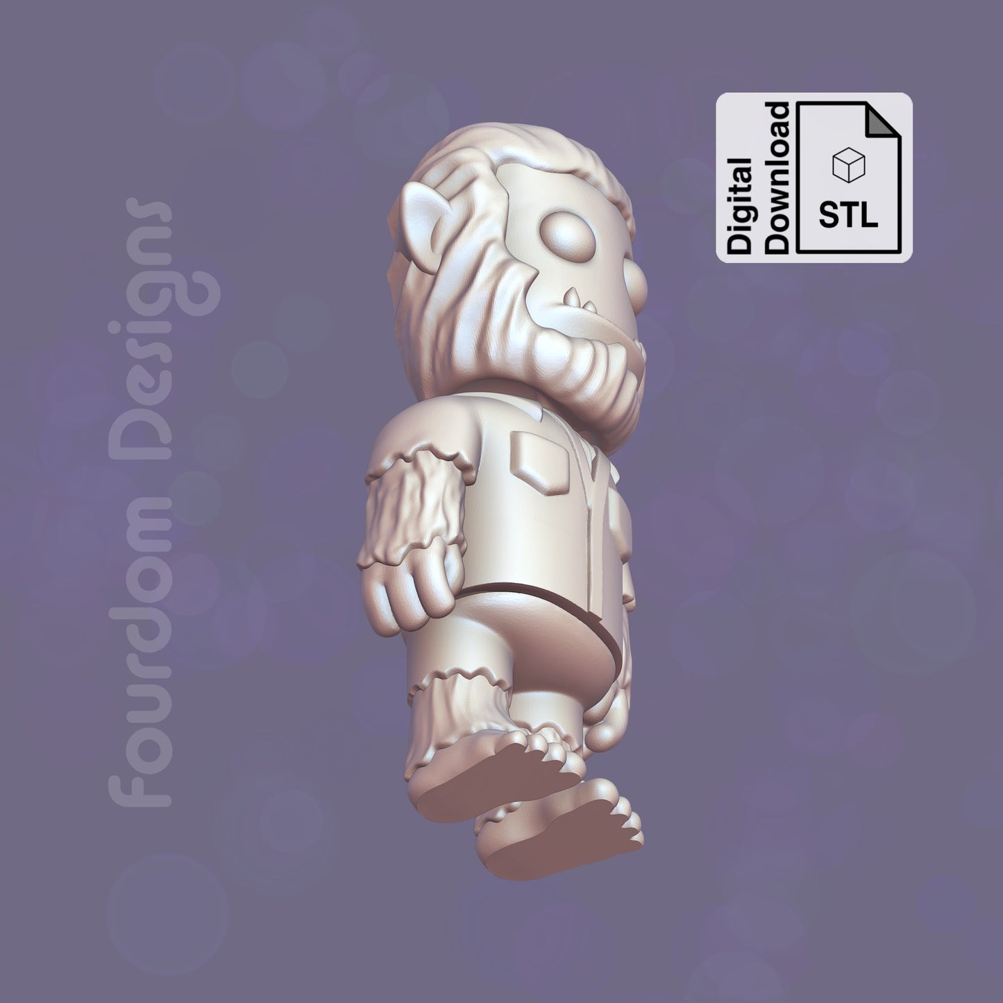 Werewolf Flexi STL File for 3D Printing Flexi Print In Place Articulating Wiggle Pet - Digital Download