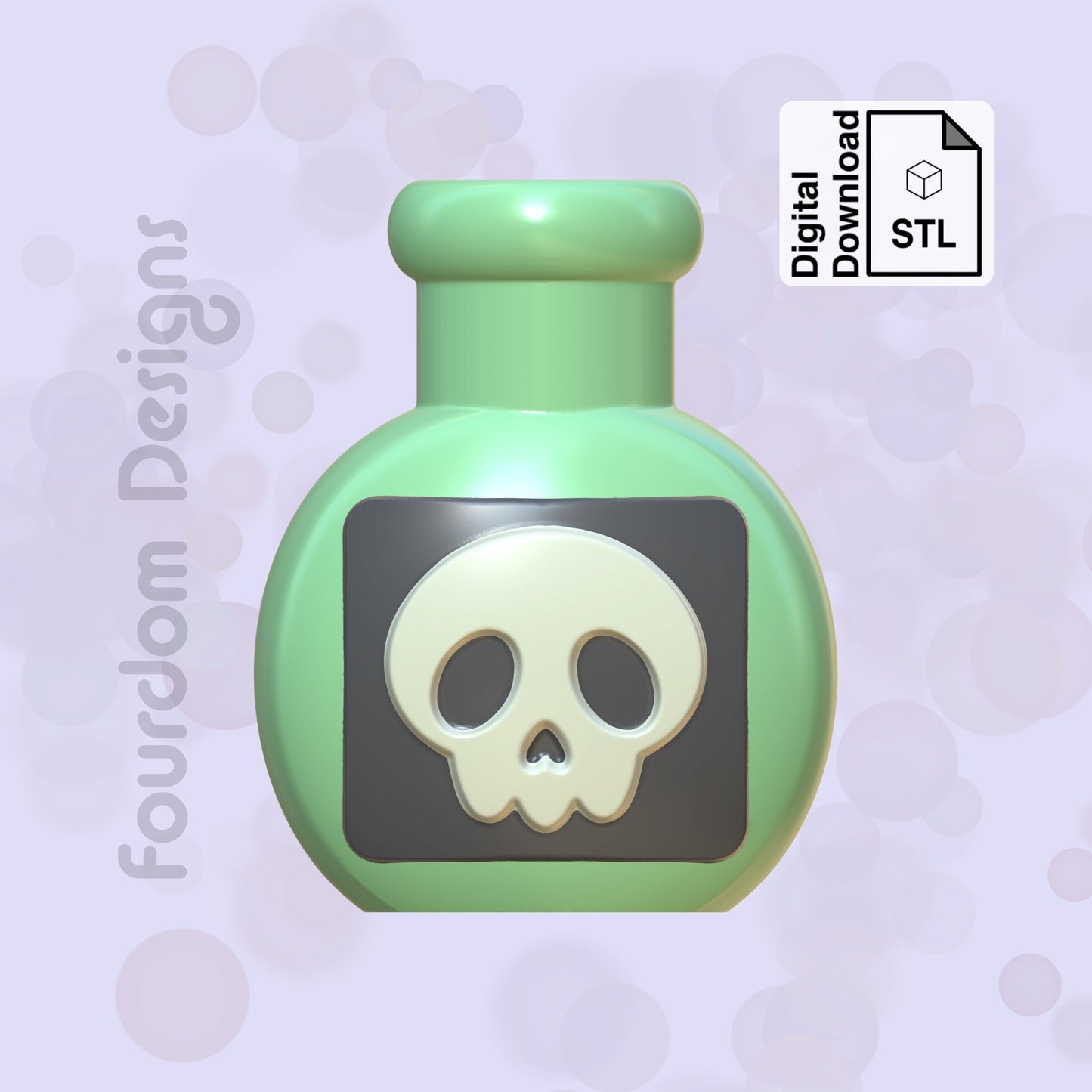 Poison Bottle Straw Topper STL File for 3D Printing - Digital Download