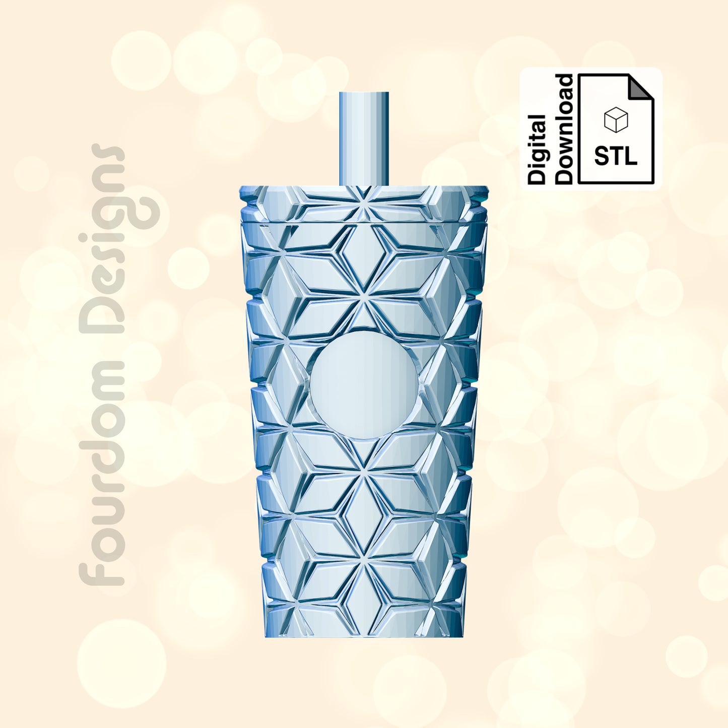 Snowflake Tumbler Keychain with Removable Screw Top Pill Box Hex STL File for 3D Printing - Digital Download
