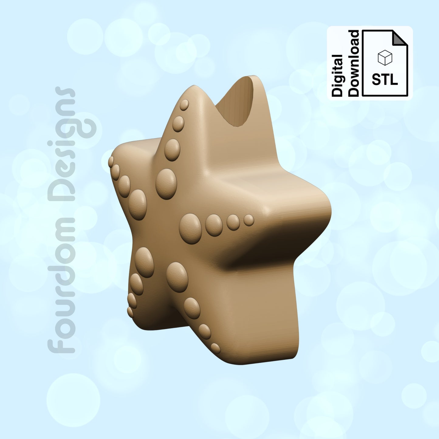 Starfish Straw Topper STL File for 3D Printing 3MF - Digital Download