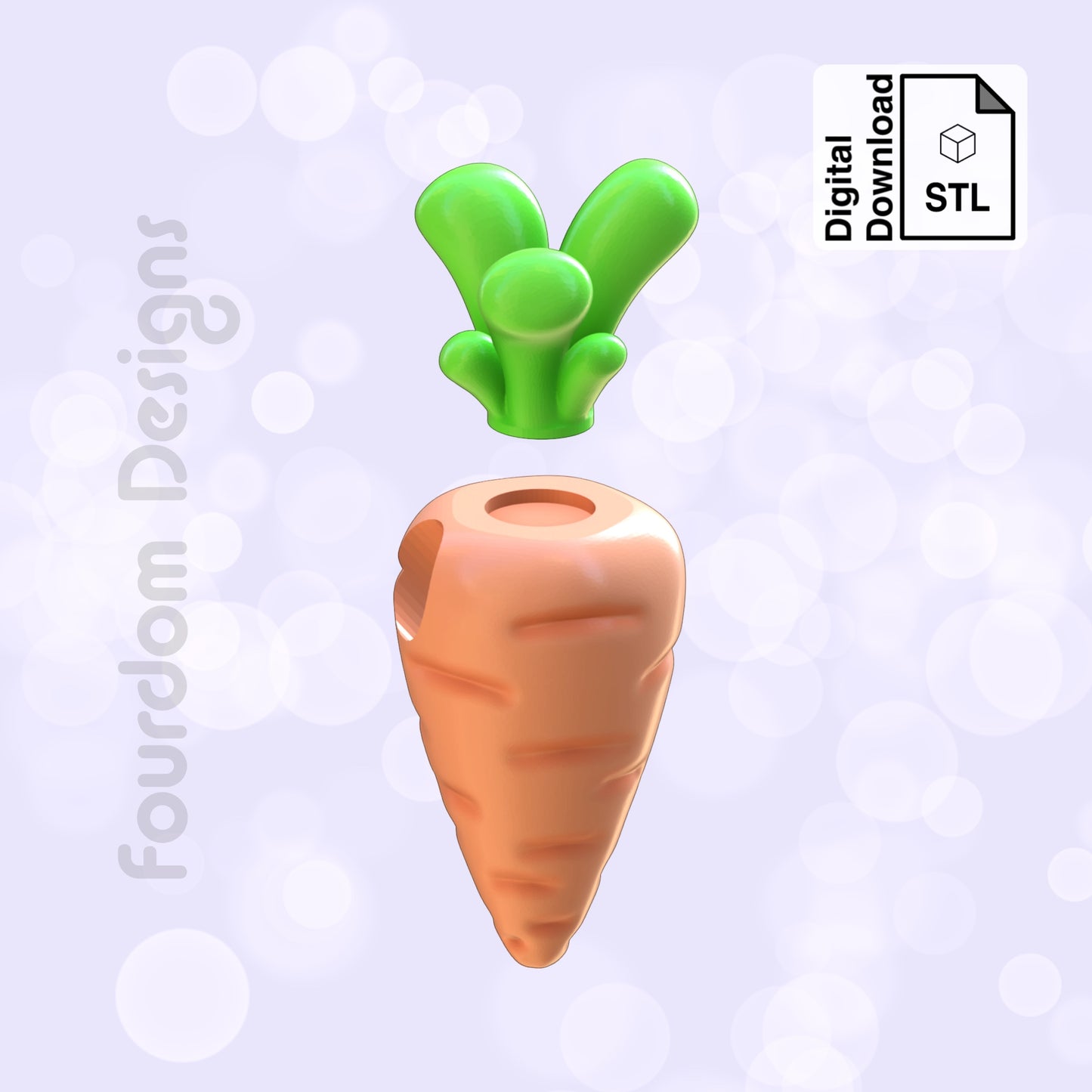 Carrot Straw Topper STL File for 3D Printing - Digital Download