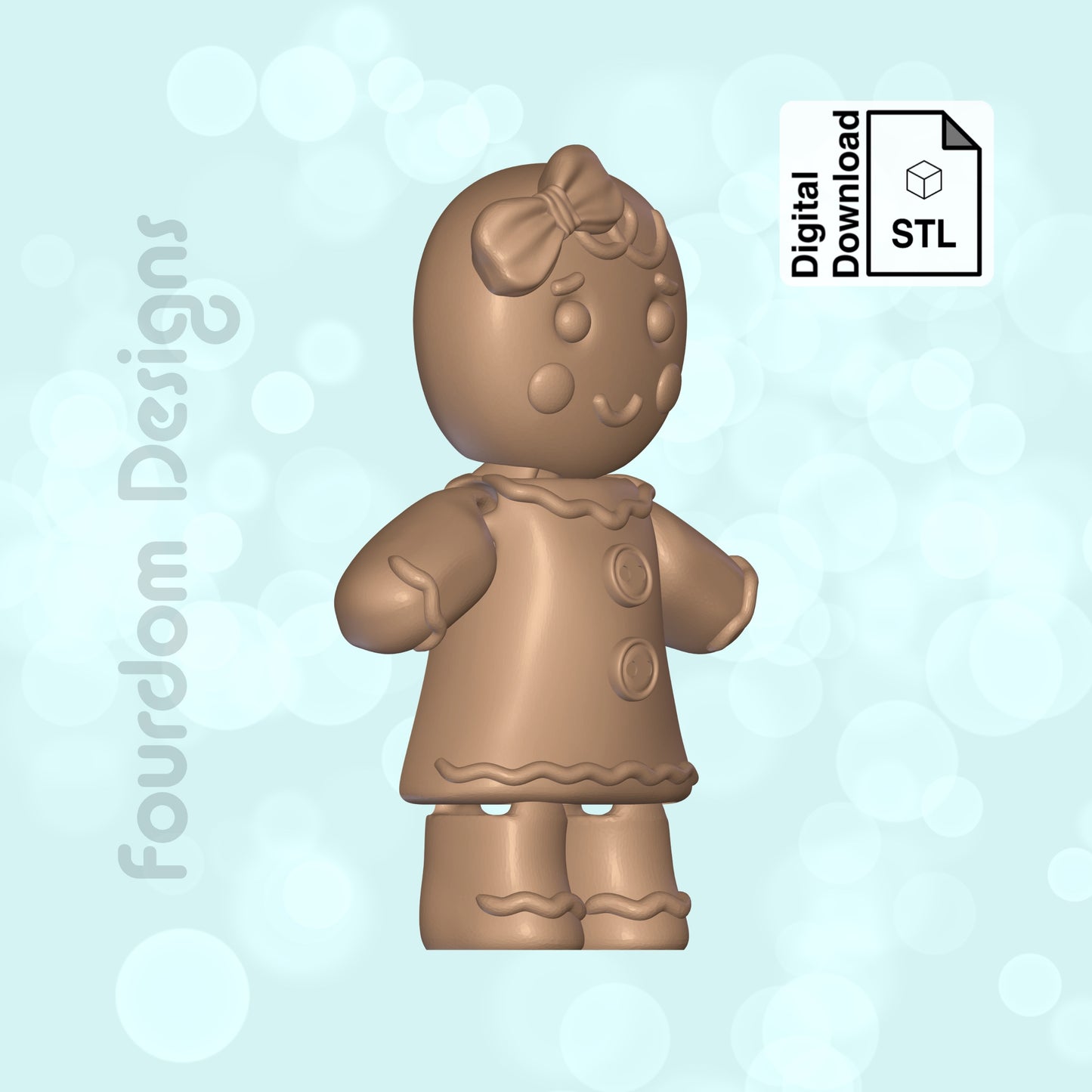 Gingerbread Woman Flexi STL File for 3D Printing Flexi Print In Place Articulating Wiggle Pet - Digital Download