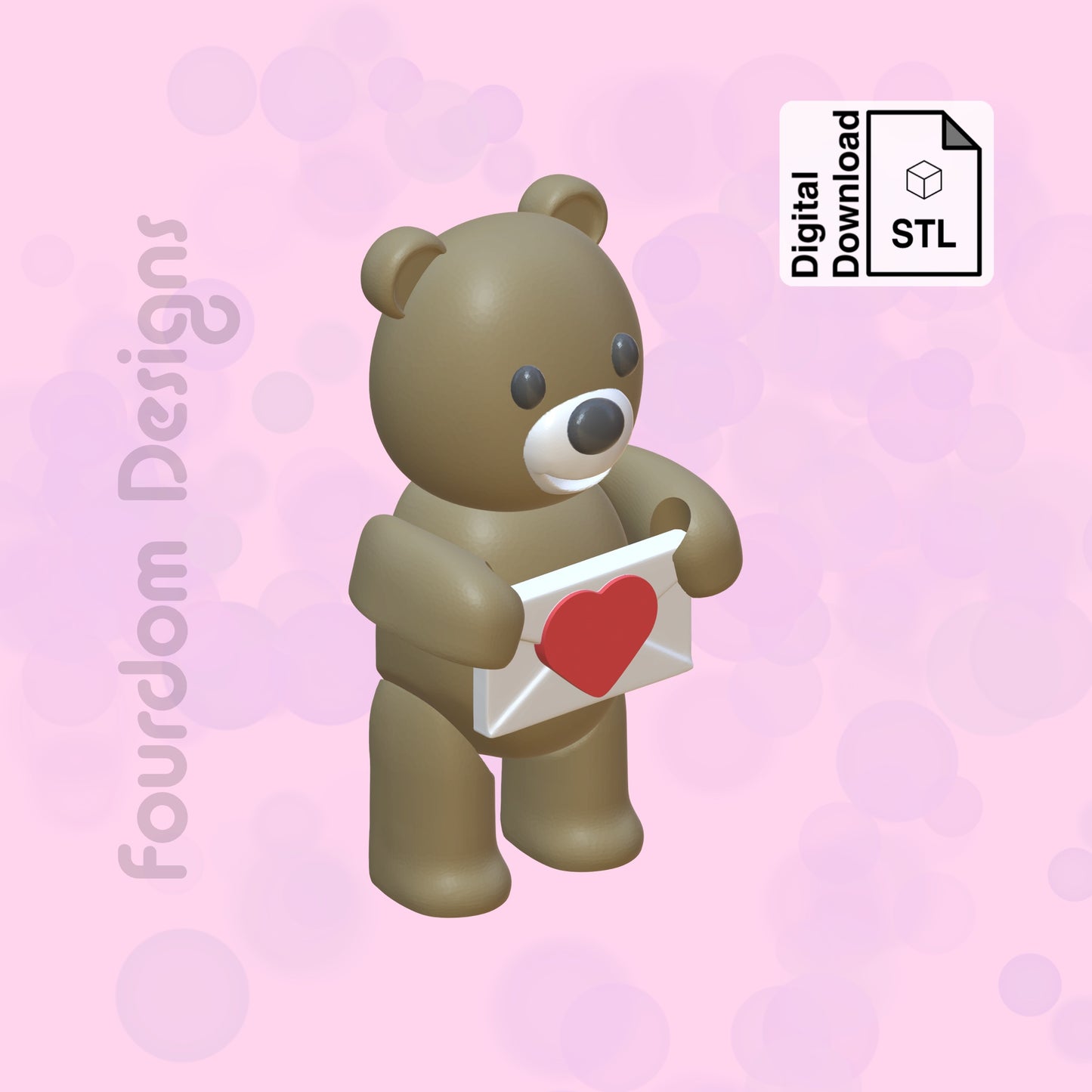 Love Bear Flexi STL File for 3D Printing Flexi Print In Place Articulating Wiggle Pet - Digital Download