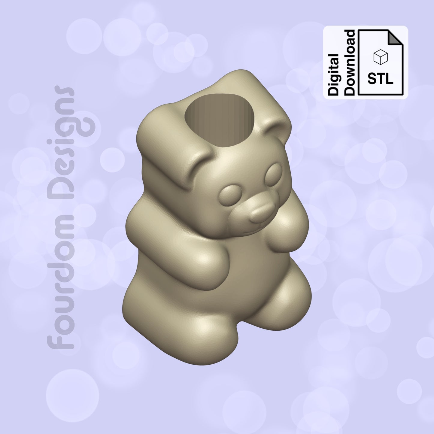 Gummy Bear Straw Topper STL File for 3D Printing - Digital Download