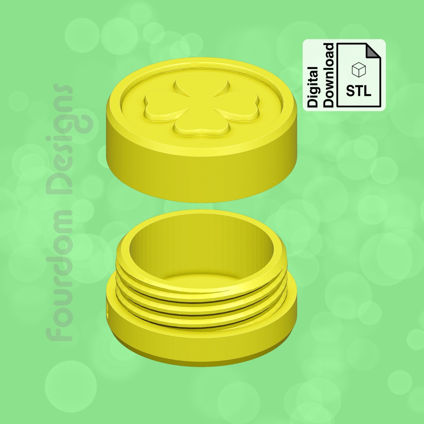 Gold Coin Keychain with Removable Screw Top Pill Box Hex STL File for 3D Printing - Digital Download