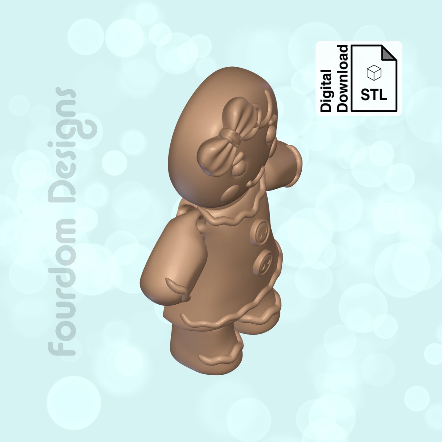 Gingerbread Woman Flexi STL File for 3D Printing Flexi Print In Place Articulating Wiggle Pet - Digital Download