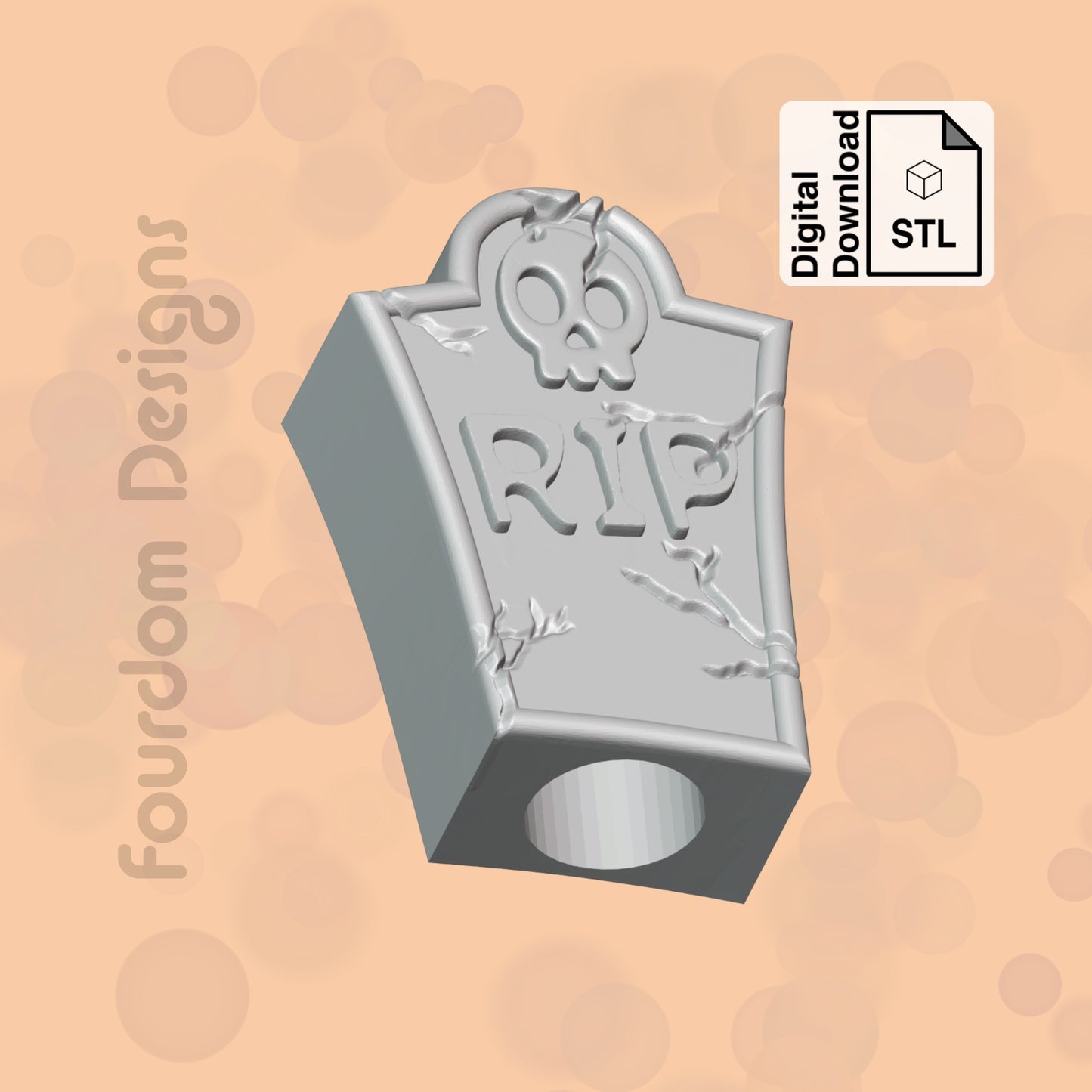 Gravestone Straw Topper STL File for 3D Printing - Digital Download