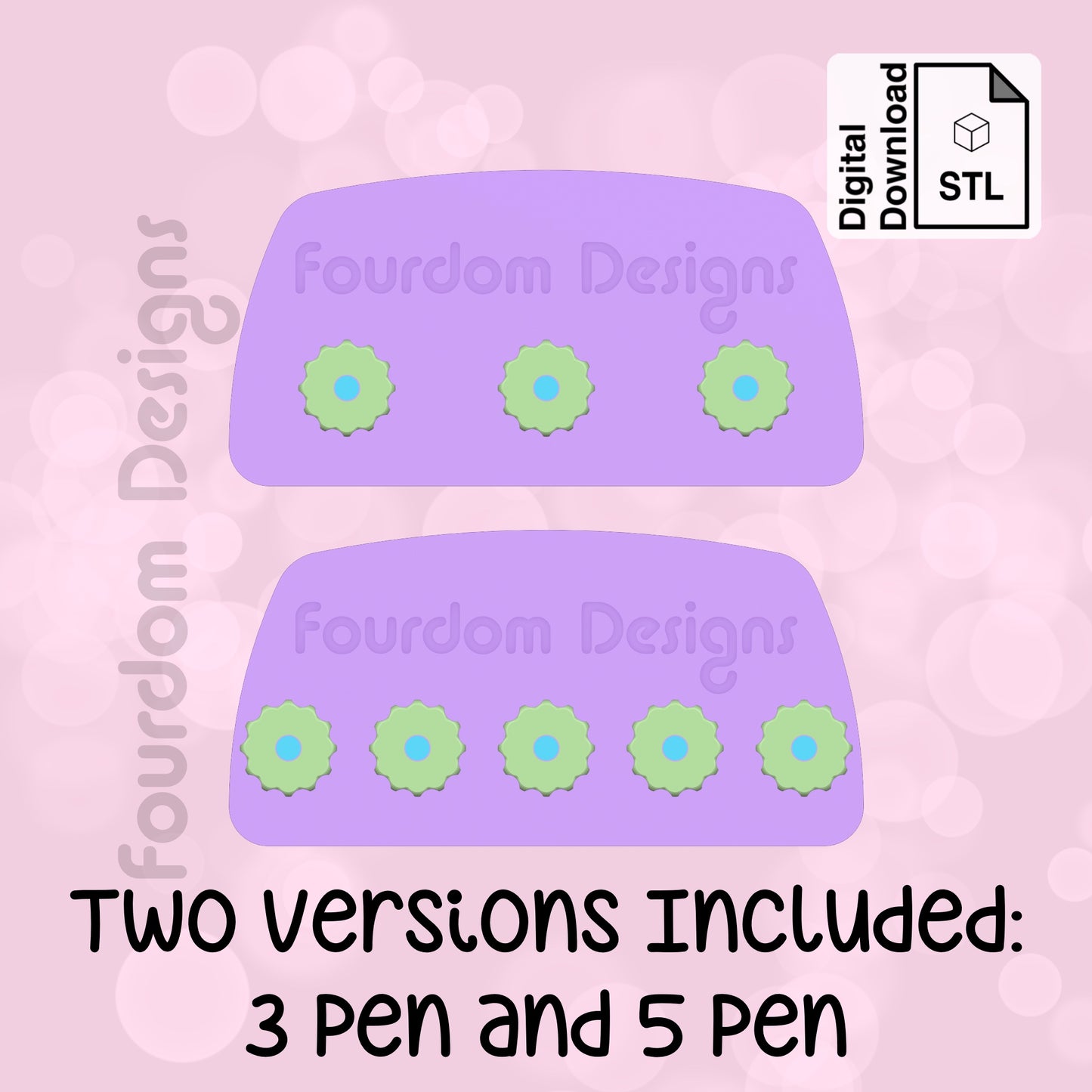 Rhinestone Bling Pen Stand STL File for 3D Printing - Digital Download