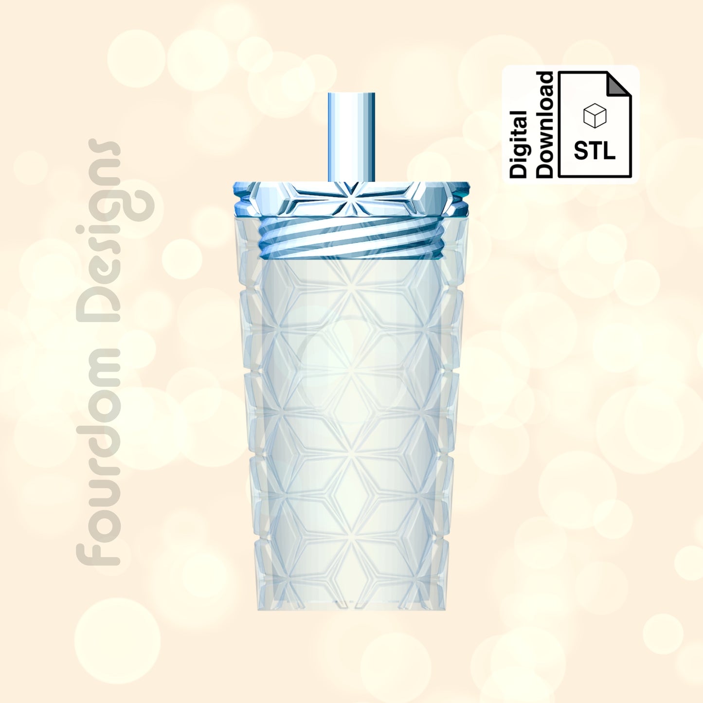 Snowflake Tumbler Keychain with Removable Screw Top Pill Box Hex STL File for 3D Printing - Digital Download