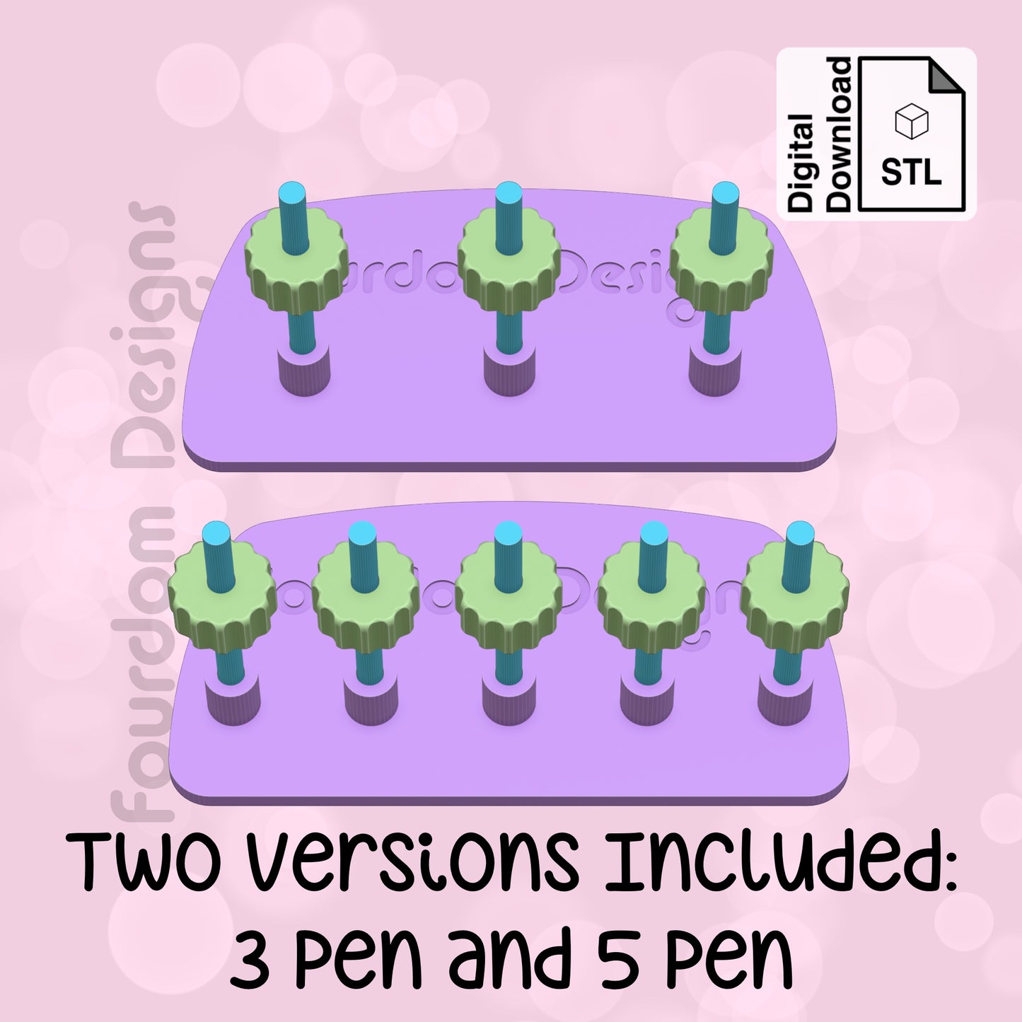 Rhinestone Bling Pen Stand STL File for 3D Printing - Digital Download