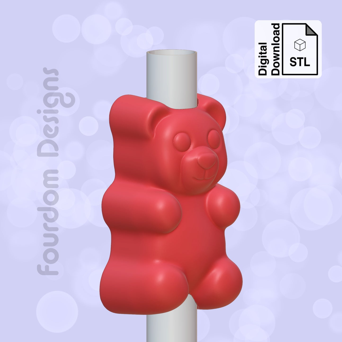 Gummy Bear Straw Topper STL File for 3D Printing - Digital Download