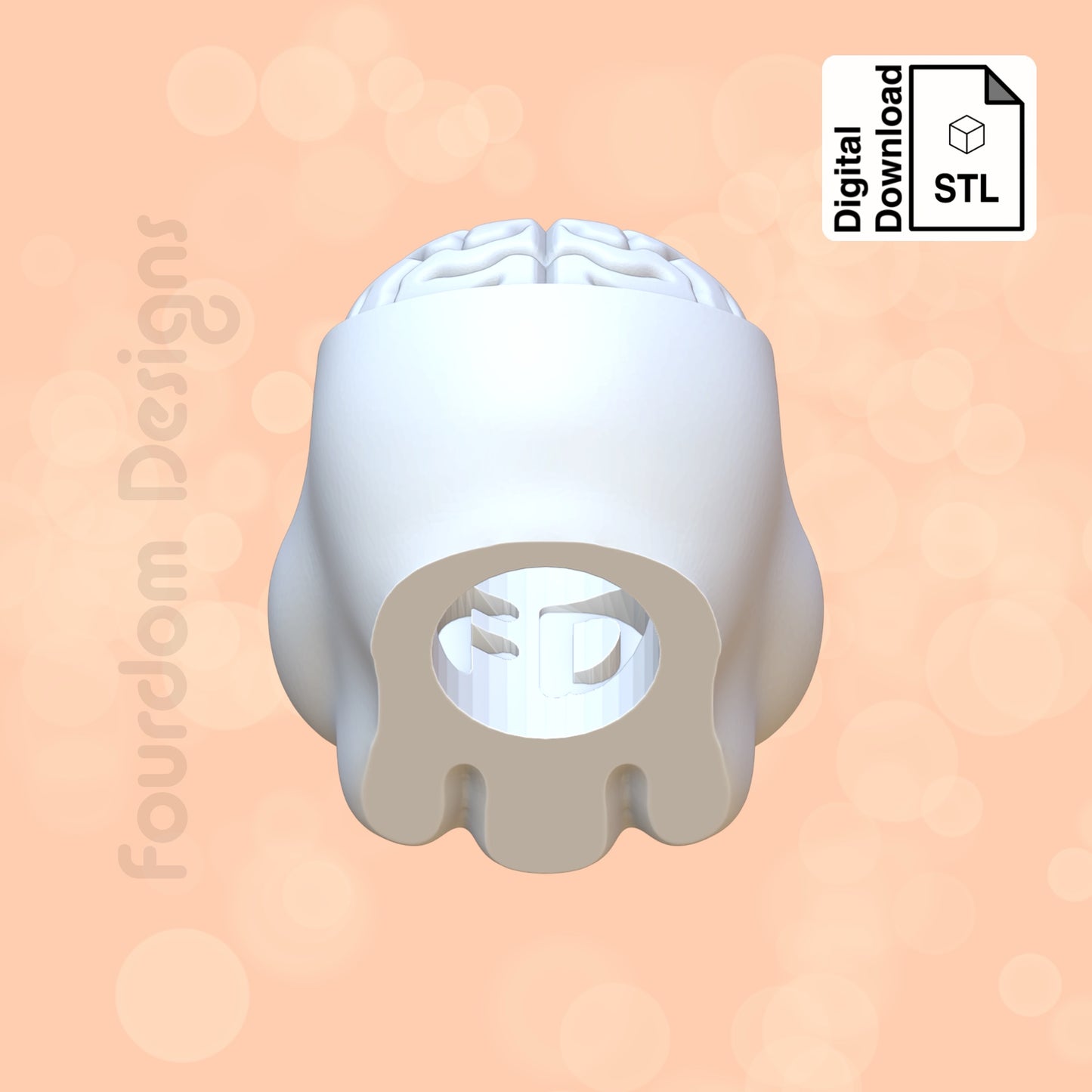 Skull and Brain Straw Topper STL File for 3D Printing - Digital Download