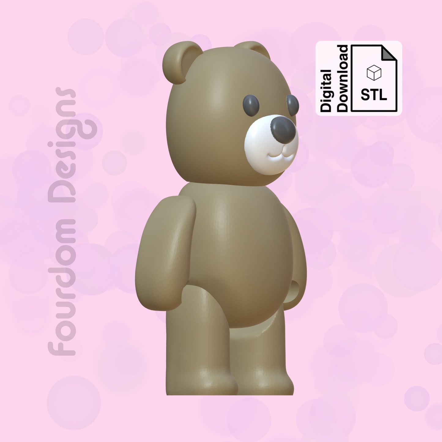 Love Bear Flexi STL File for 3D Printing Flexi Print In Place Articulating Wiggle Pet - Digital Download