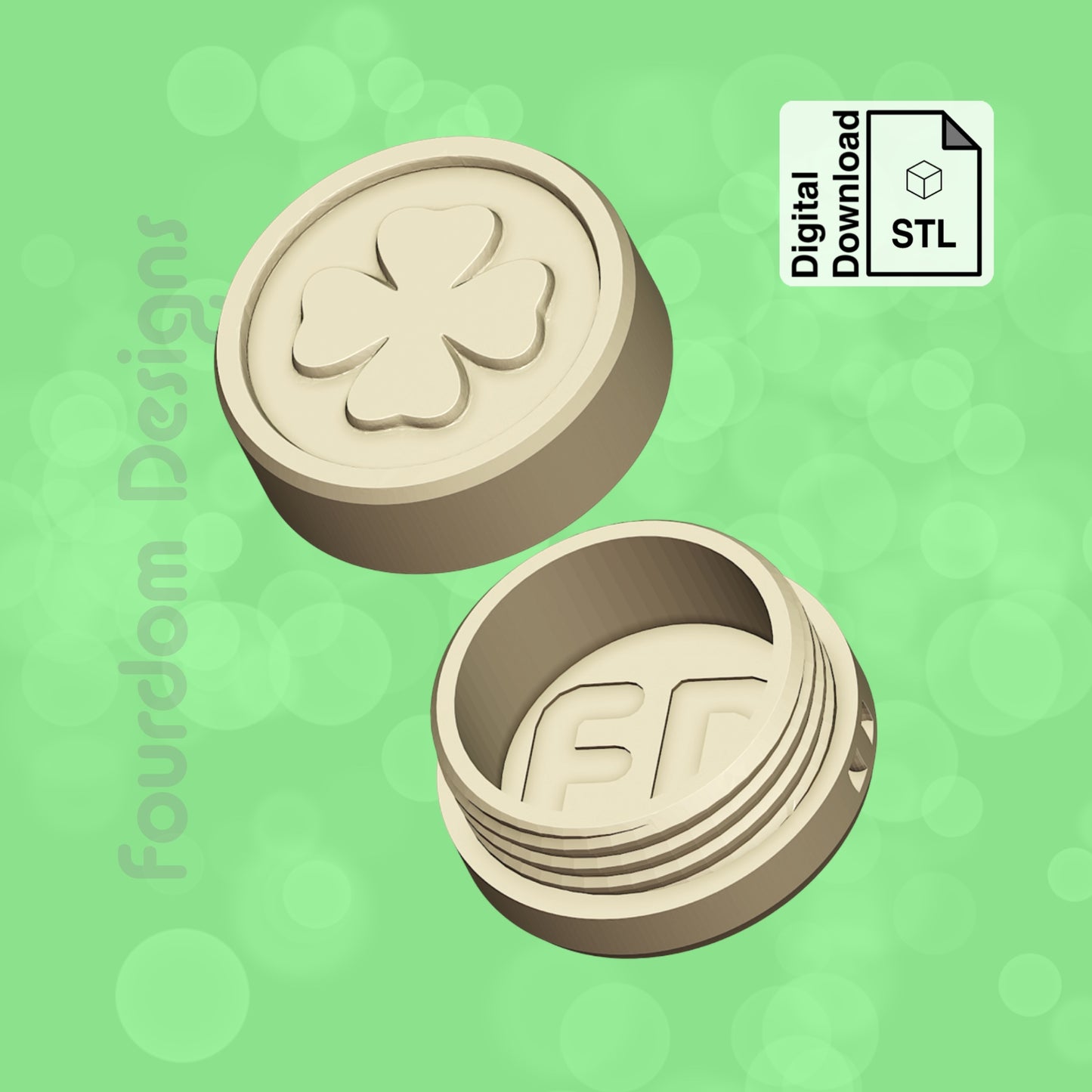 Gold Coin Keychain with Removable Screw Top Pill Box Hex STL File for 3D Printing - Digital Download