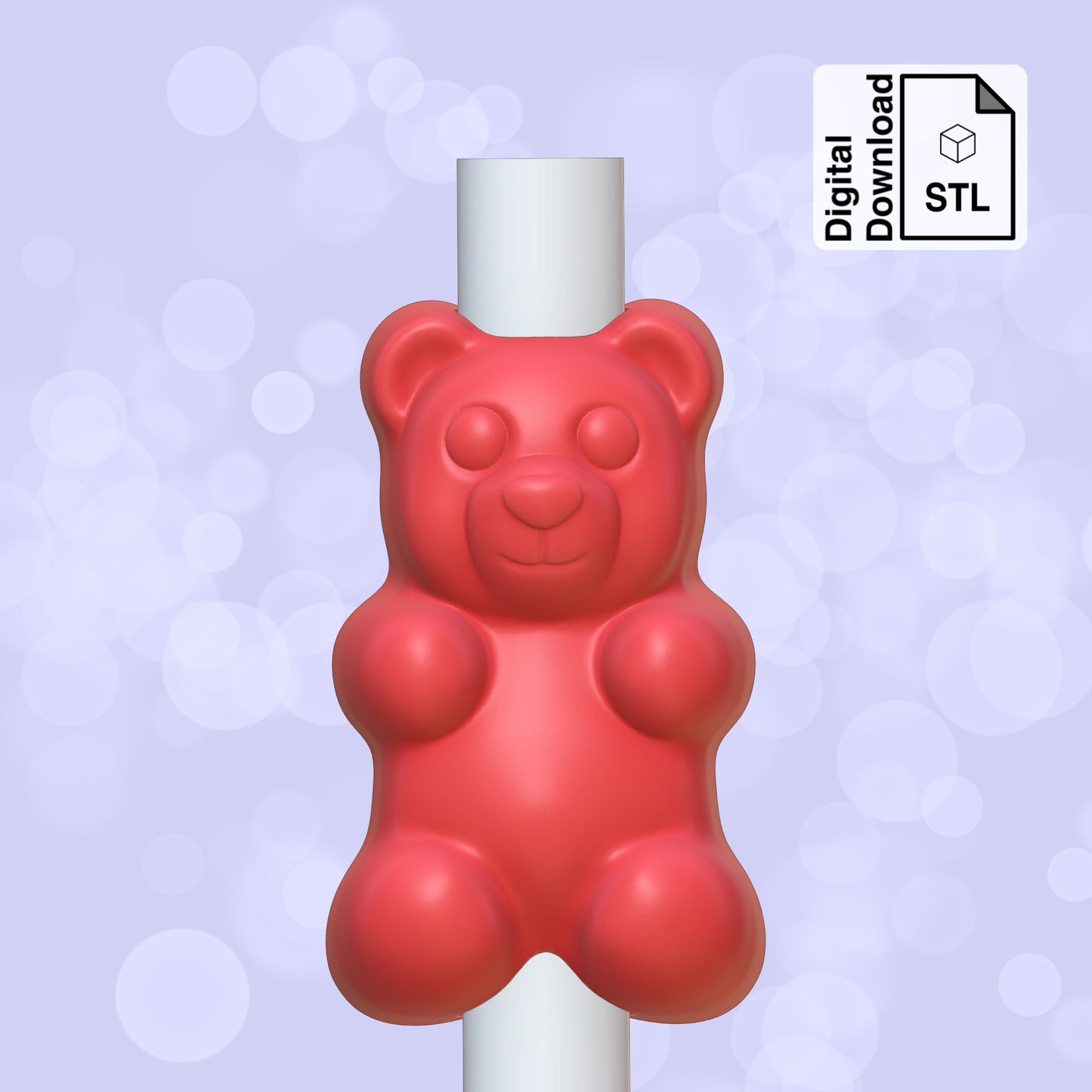 Gummy Bear Straw Topper STL File for 3D Printing - Digital Download