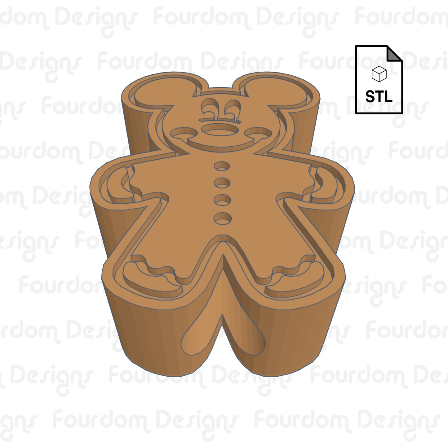Gingerbread Mouse Straw Topper STL File for 3D Printing - Digital Download