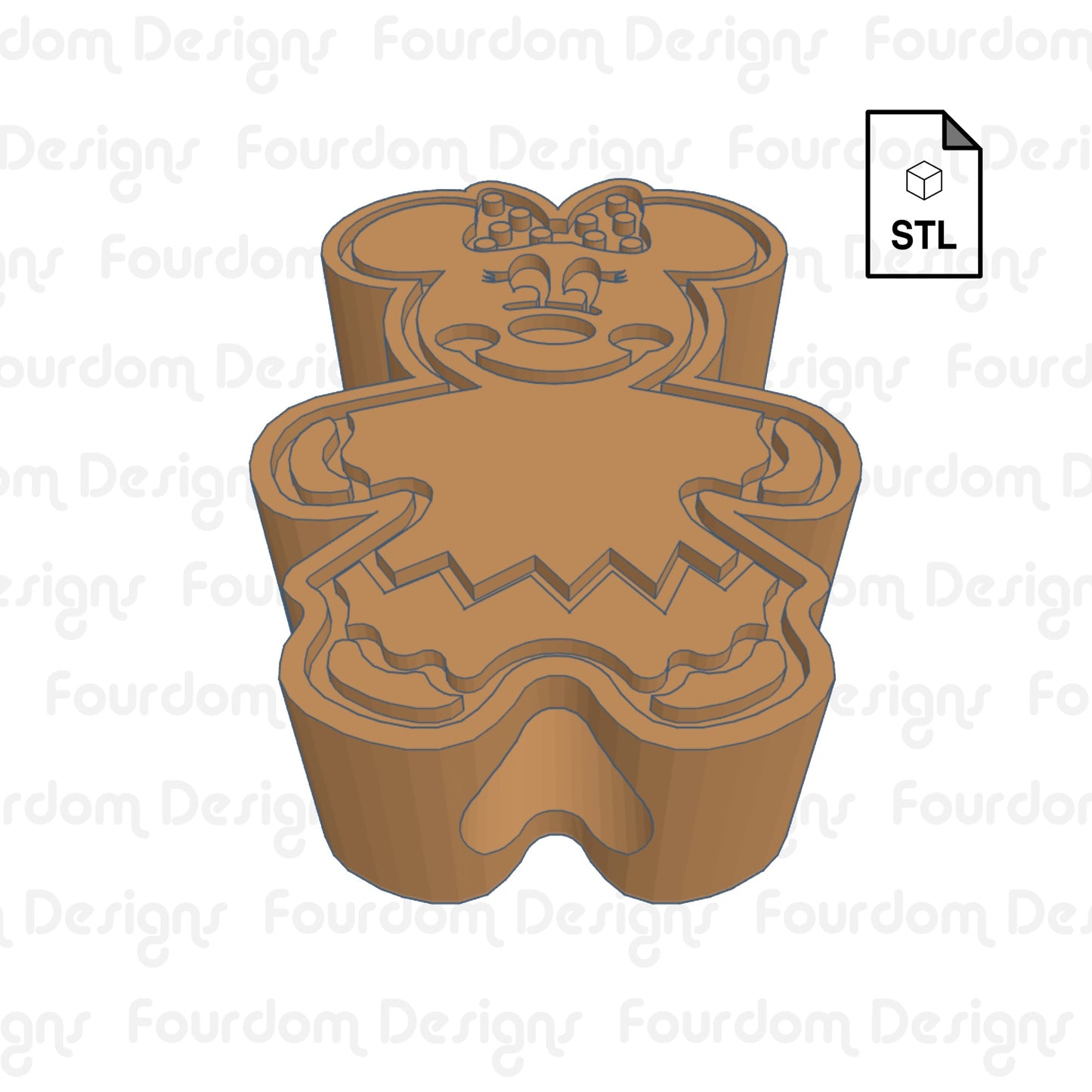 Gingerbread Mouse Girl Straw Topper STL File for 3D Printing - Digital Download