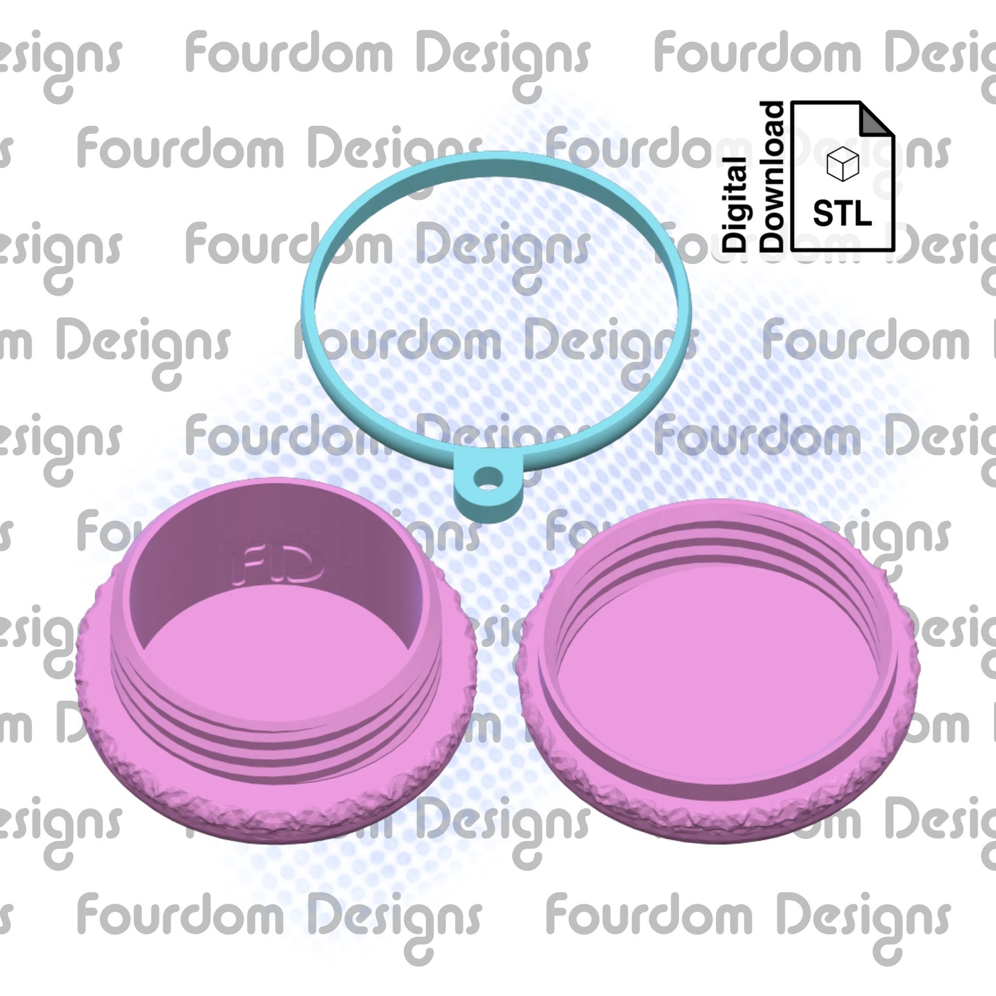 Macaron Keychain with Removable Screw Top Pill Box Hex STL File for 3D Printing - Digital Download