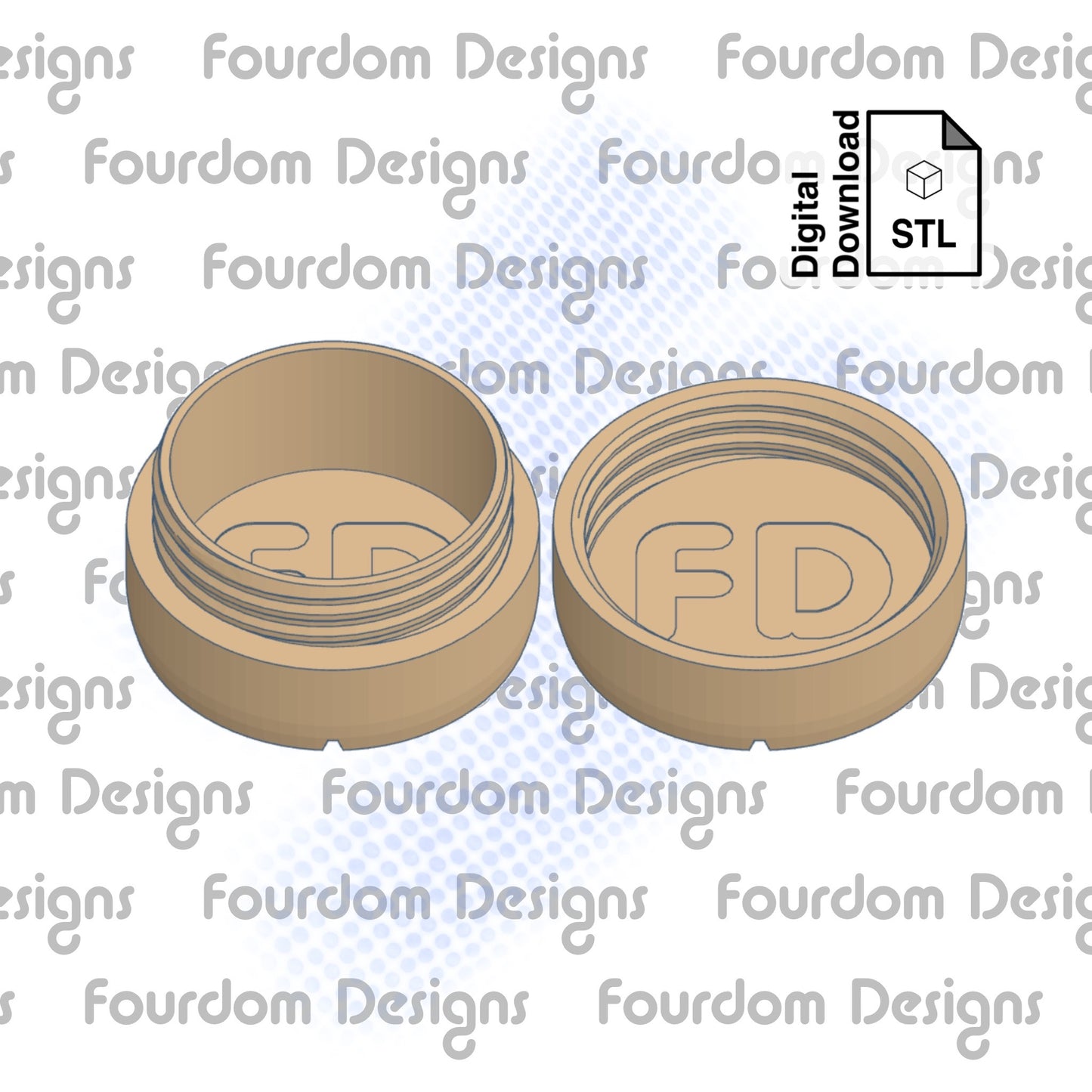 Waffle Keychain with Removable Screw Top Pill Box Hex STL File for 3D Printing - Digital Download
