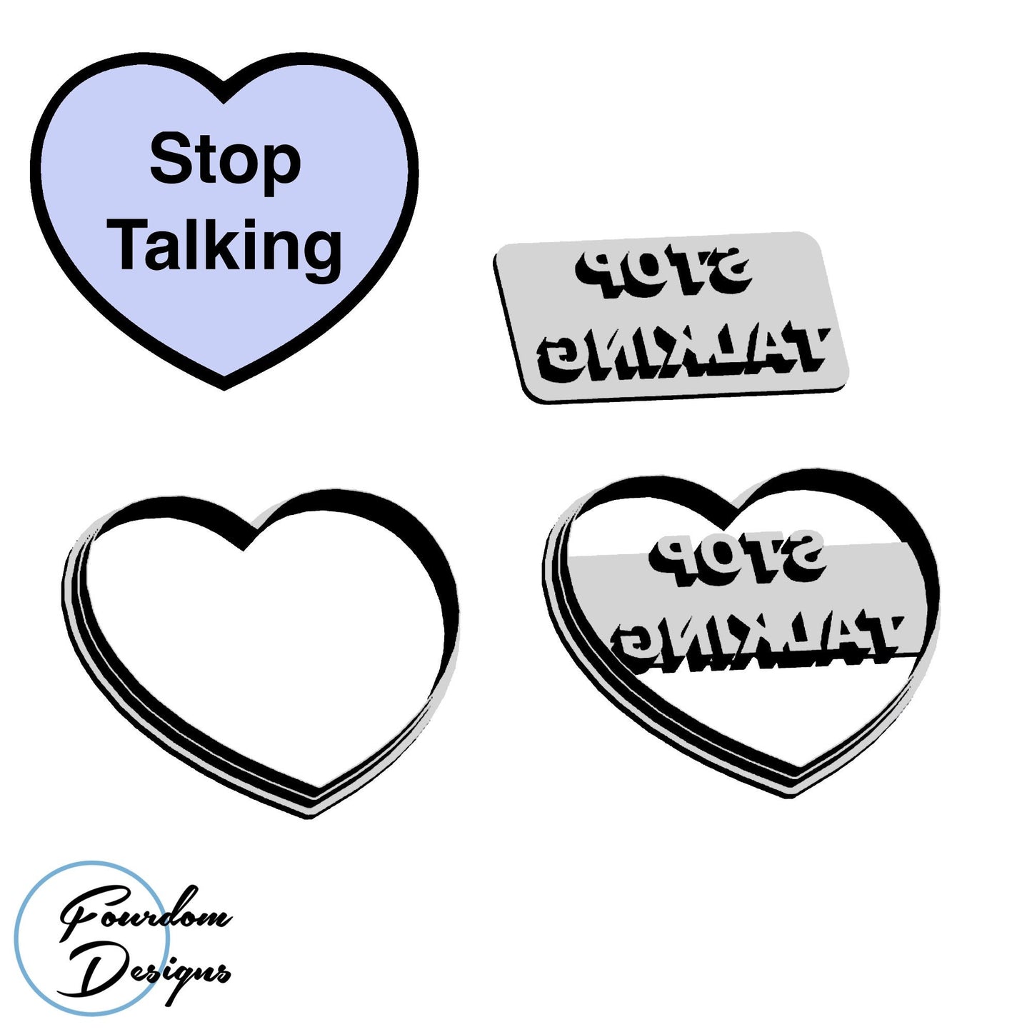 Valentines Dysfunctional Hearts (set of 5) STL file for Cookie Cutter Fondant Cutter Clay Cutter STL Digital Download for 3D Printing