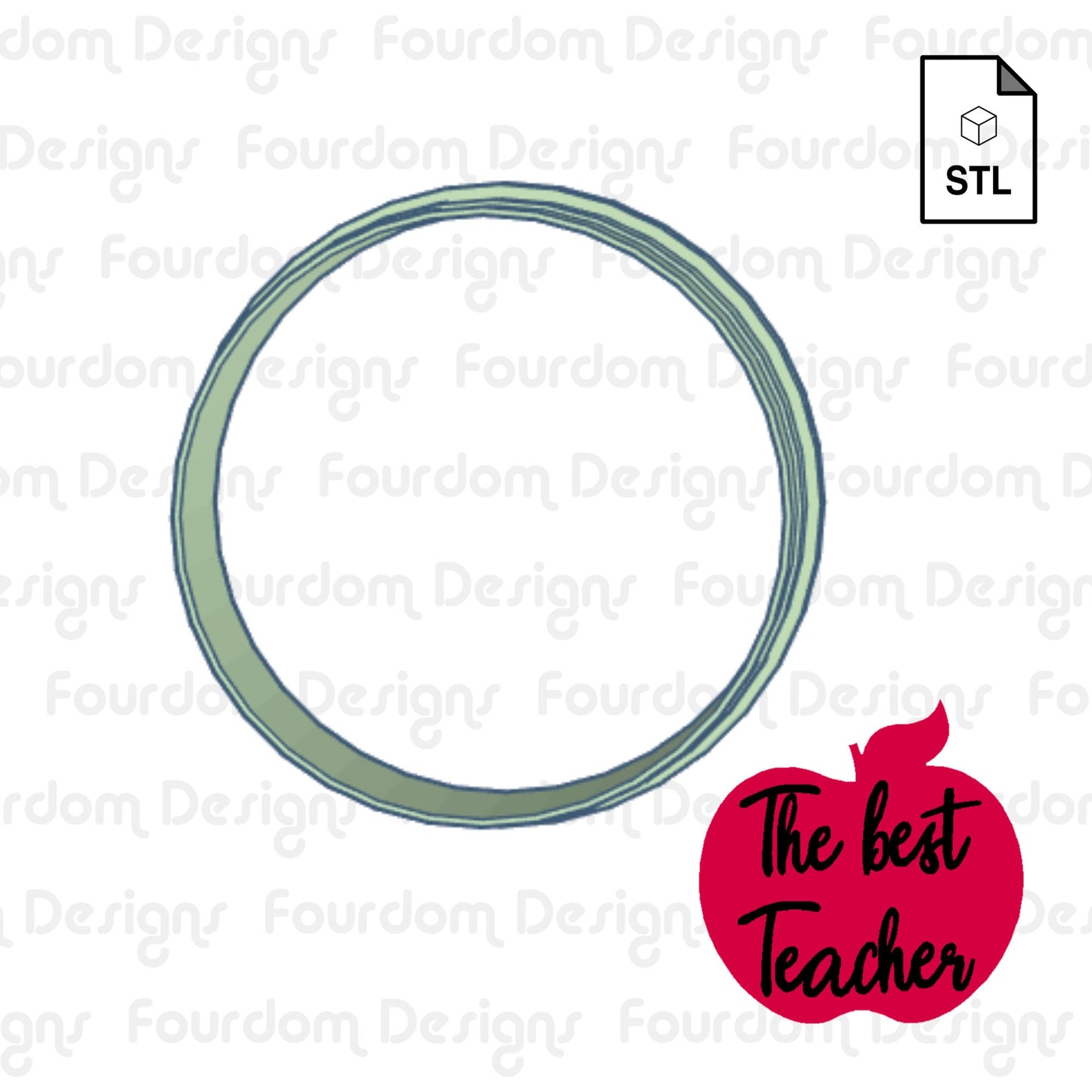 The Best Teacher Digital Download STL File for Cookie Cutter Fondant Cutter Clay Cutter 3D Model for 3D Printing