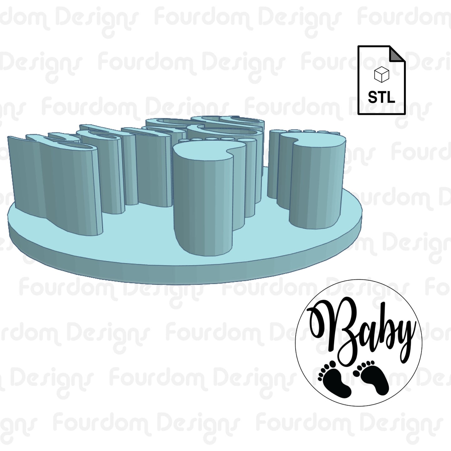 Baby Imprint Digital Download STL File for Cookie Cutter Fondant Cutter Clay Cutter 3D Model for 3D Printing