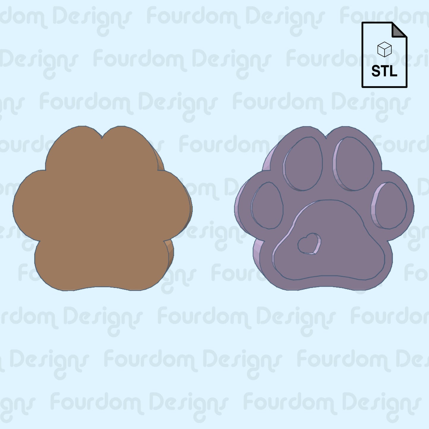 Dog Paw Straw Topper STL File for 3D Printing - Digital Download