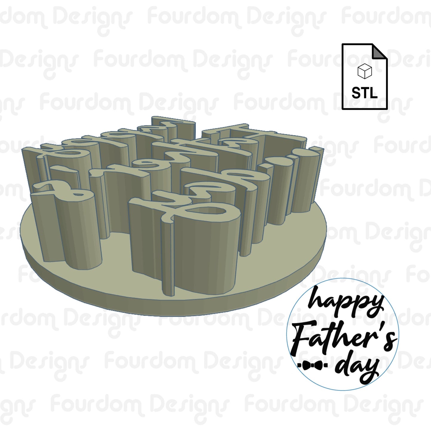 Happy Father's Day Cookie Imprint Digital Download STL File for Cookie Cutter Fondant Cutter Clay Cutter 3D Model for 3D Printing