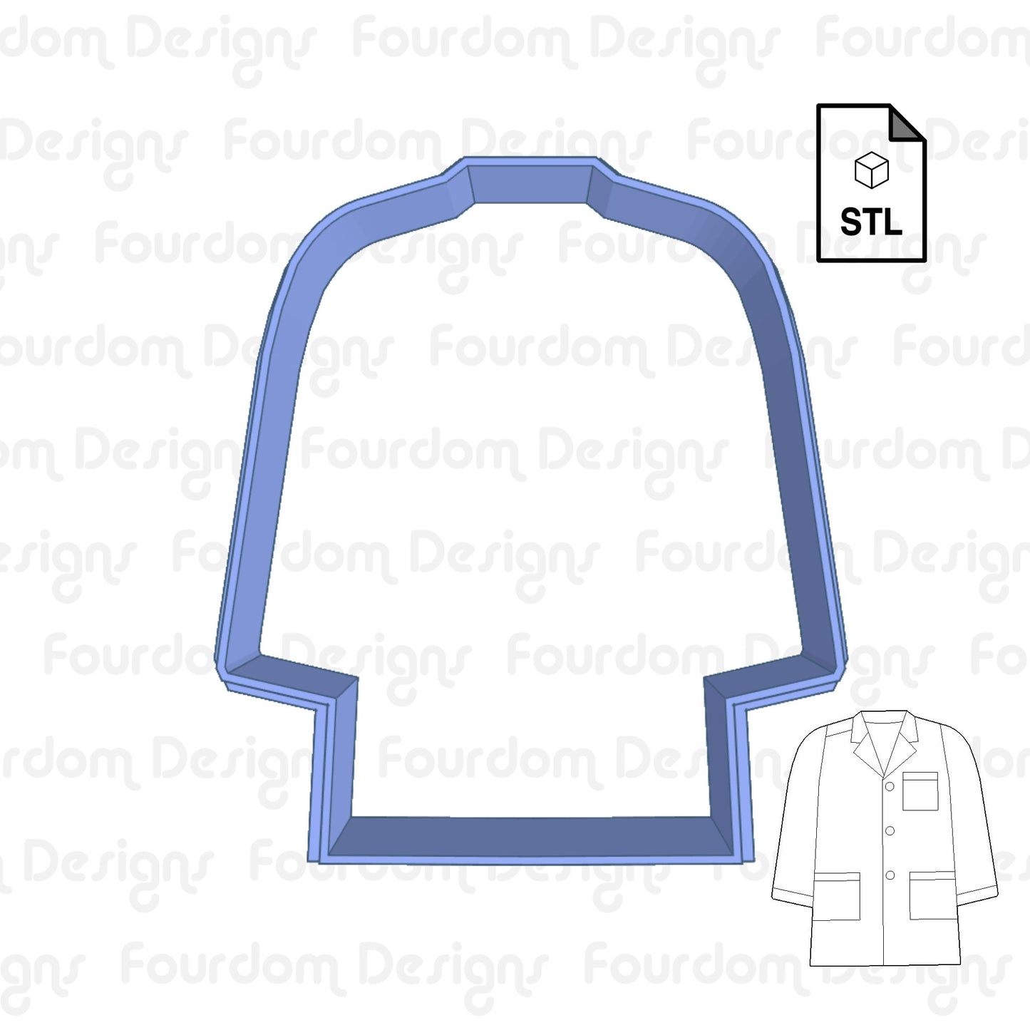 Lab Coat Instant Digital Download STL File for Cookie Cutter Fondant Cutter Clay Cutter 3D Model for 3D Printing