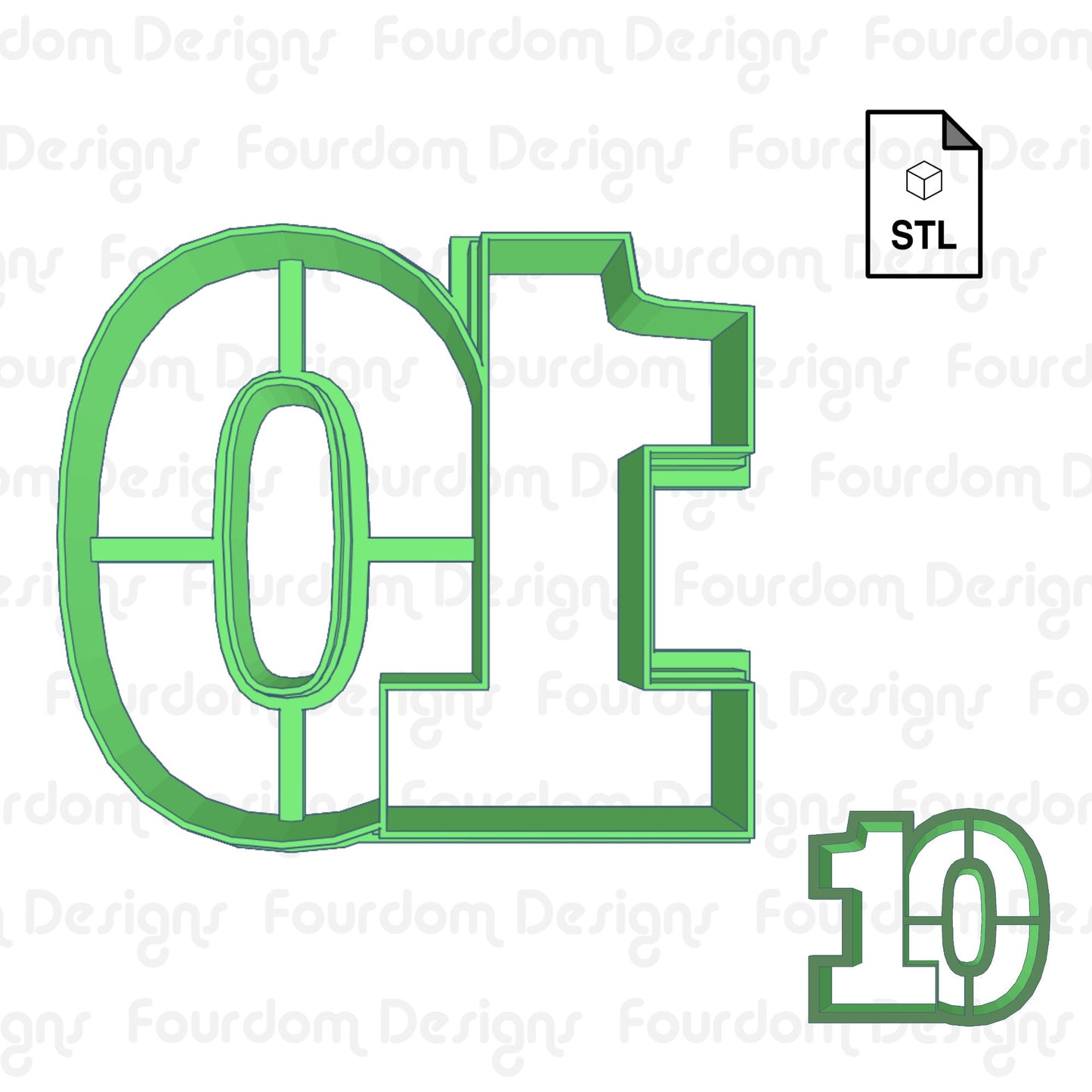 Number Ten 10 Instant Digital Download STL File for Cookie Cutter Fondant Cutter Clay Cutter 3D Model for 3D Printing