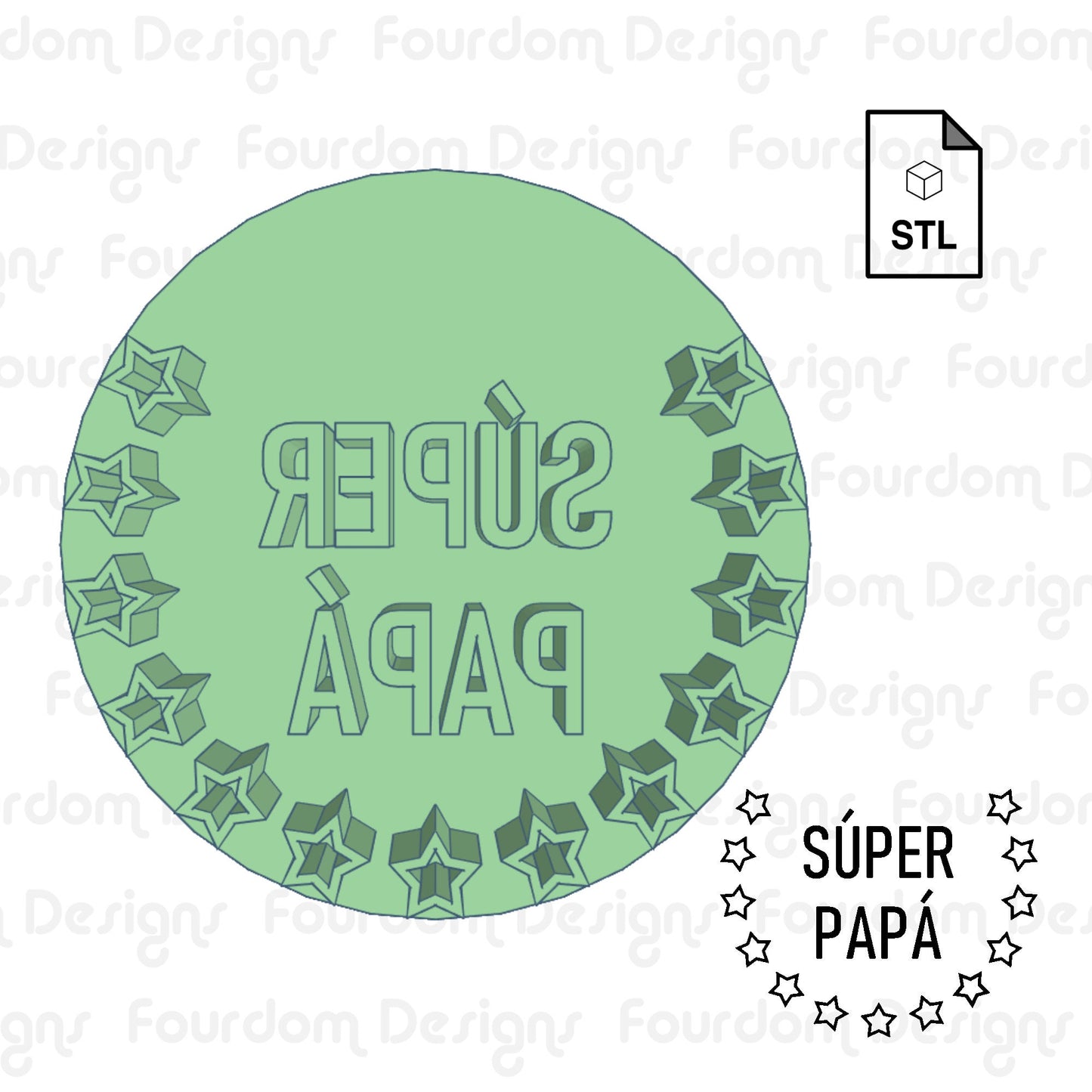 Super Papa Cookie Imprint Digital Download STL File for Cookie Cutter Fondant Cutter Clay Cutter 3D Model for 3D Printing