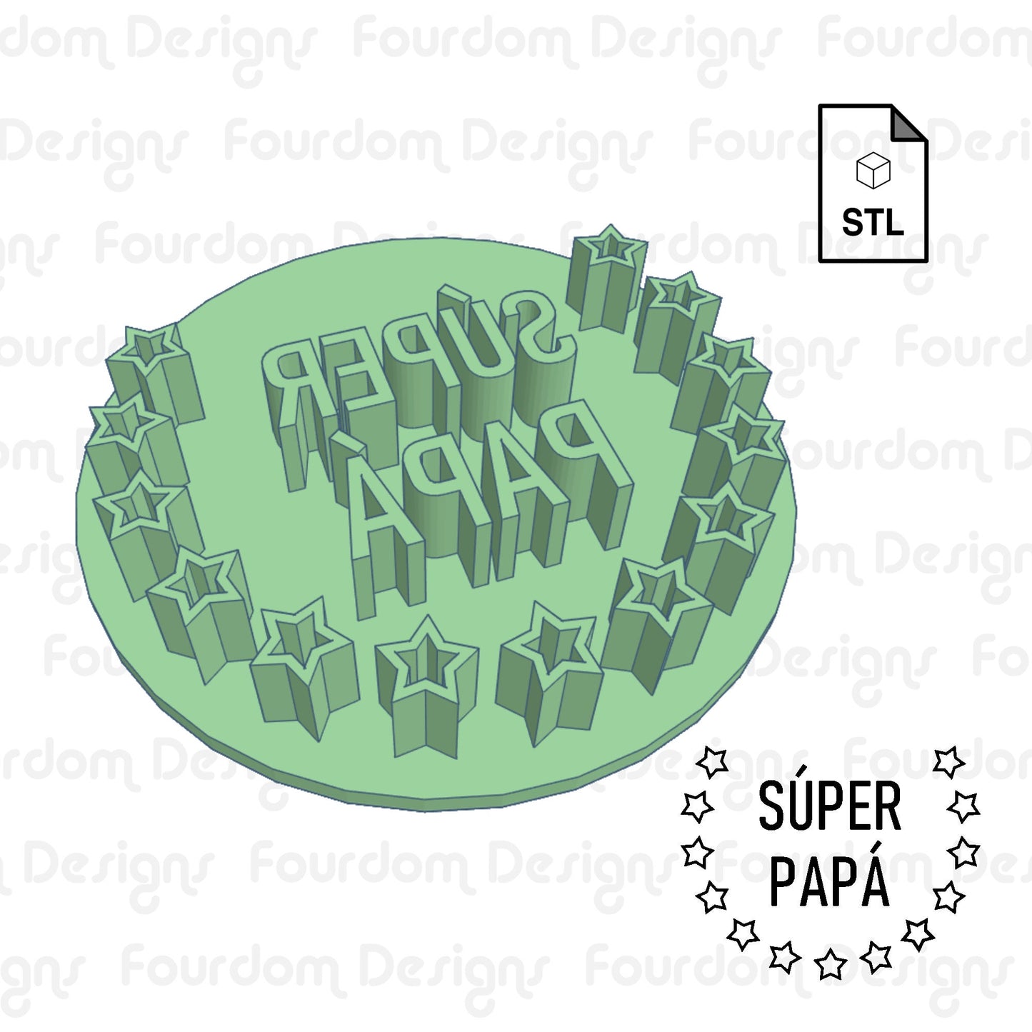 Super Papa Cookie Imprint Digital Download STL File for Cookie Cutter Fondant Cutter Clay Cutter 3D Model for 3D Printing