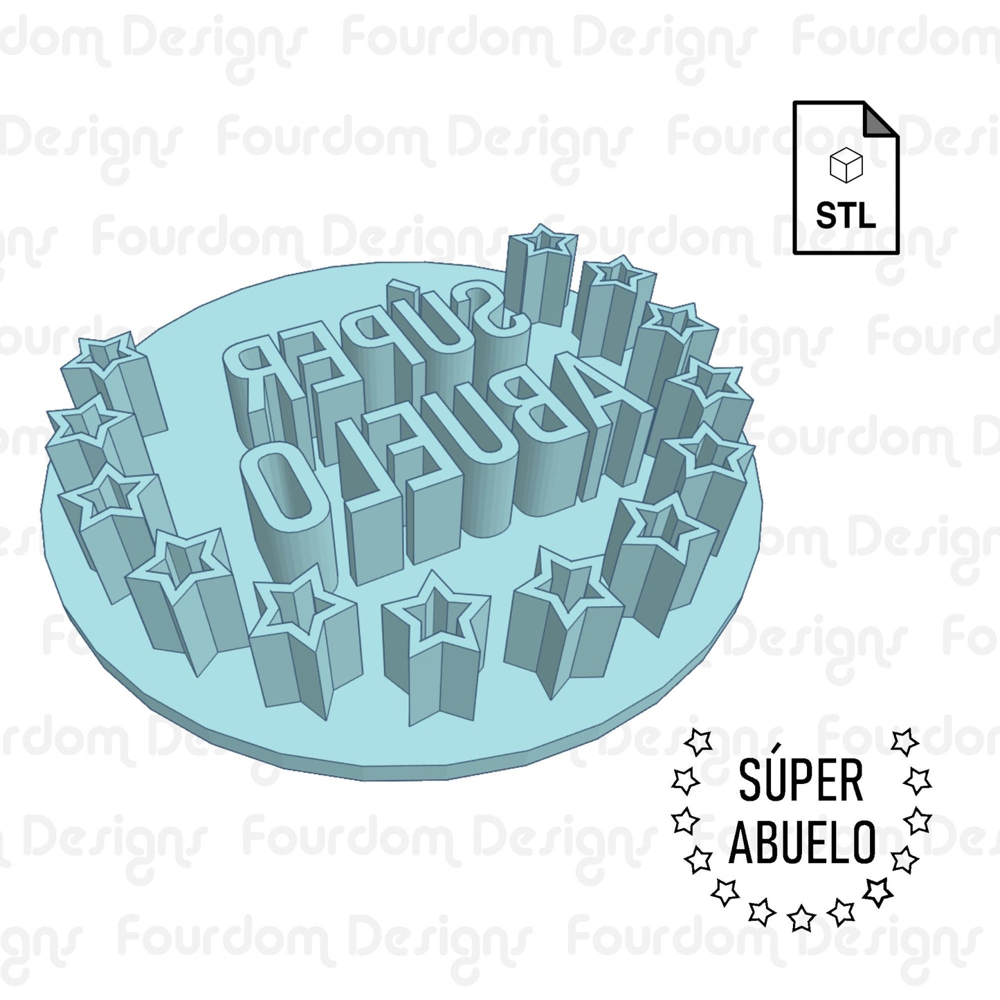 Super Abuelo Cookie Imprint Digital Download STL File for Cookie Cutter Fondant Cutter Clay Cutter 3D Model for 3D Printing
